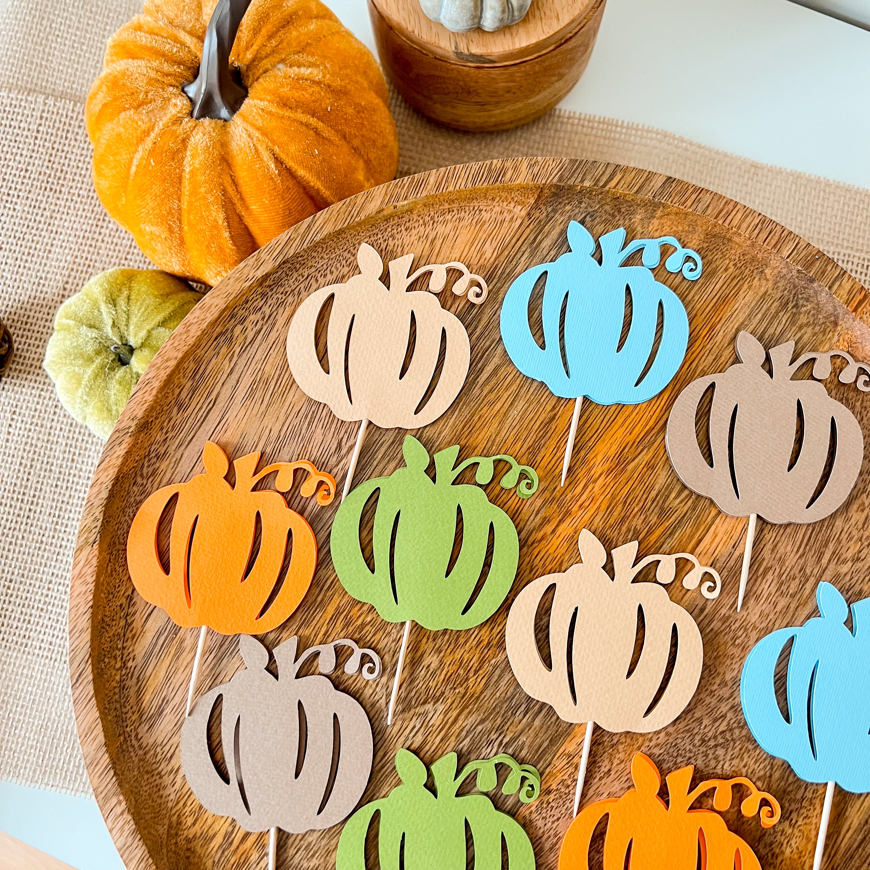 Autumn Boy Pumpkin Cupcake Toppers Fall Pumpkin Shower Pumpkin Theme