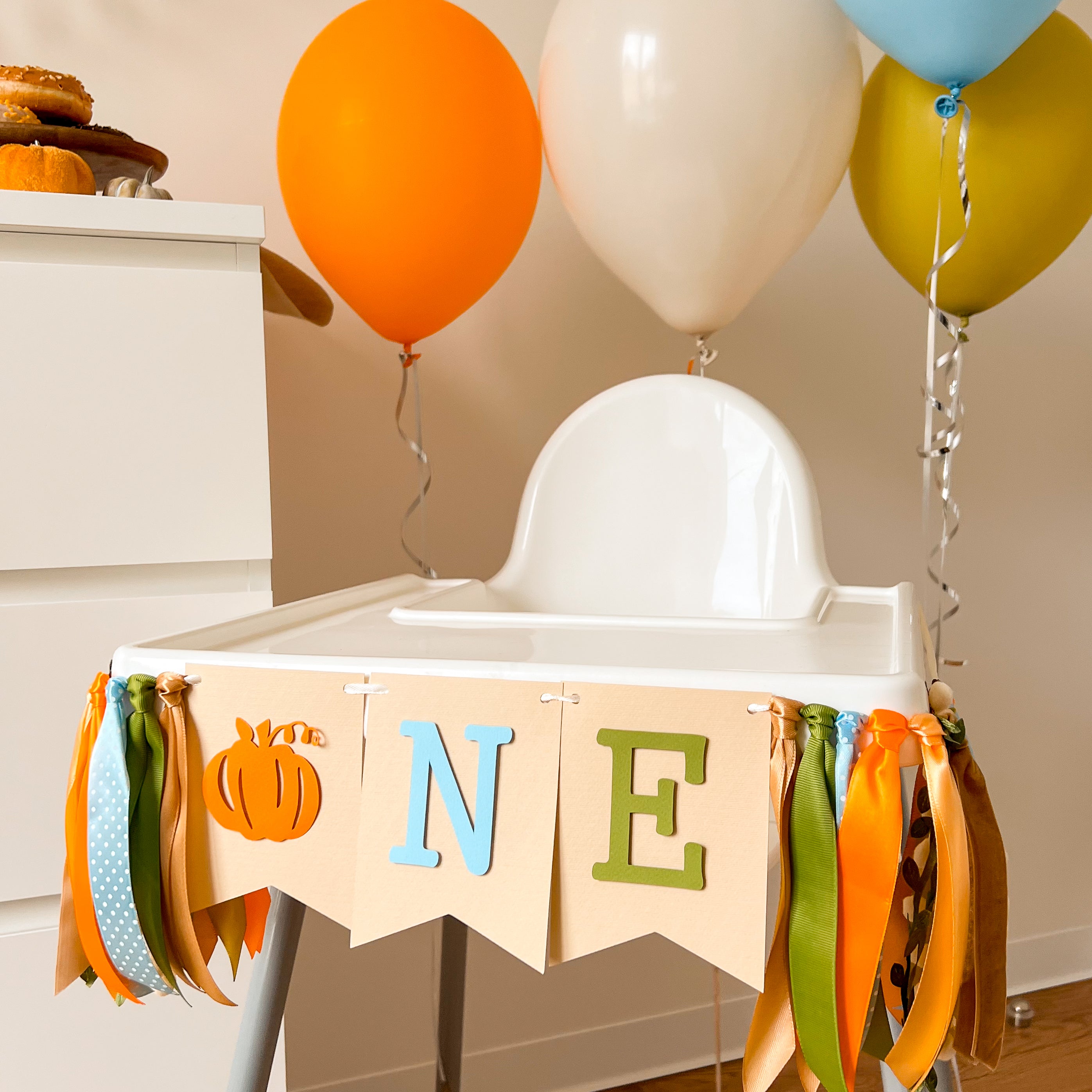 Pumpkin Boy One High Chair Banner Fall Boy First Birthday Our Little Pumpkin 1st Birthday Decorations Pumpkin One Boy Highchair Sign 