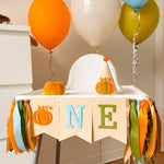 Pumpkin Boy One High Chair Banner Fall Boy First Birthday Our Little Pumpkin 1st Birthday Decorations Pumpkin One Boy Highchair Sign 