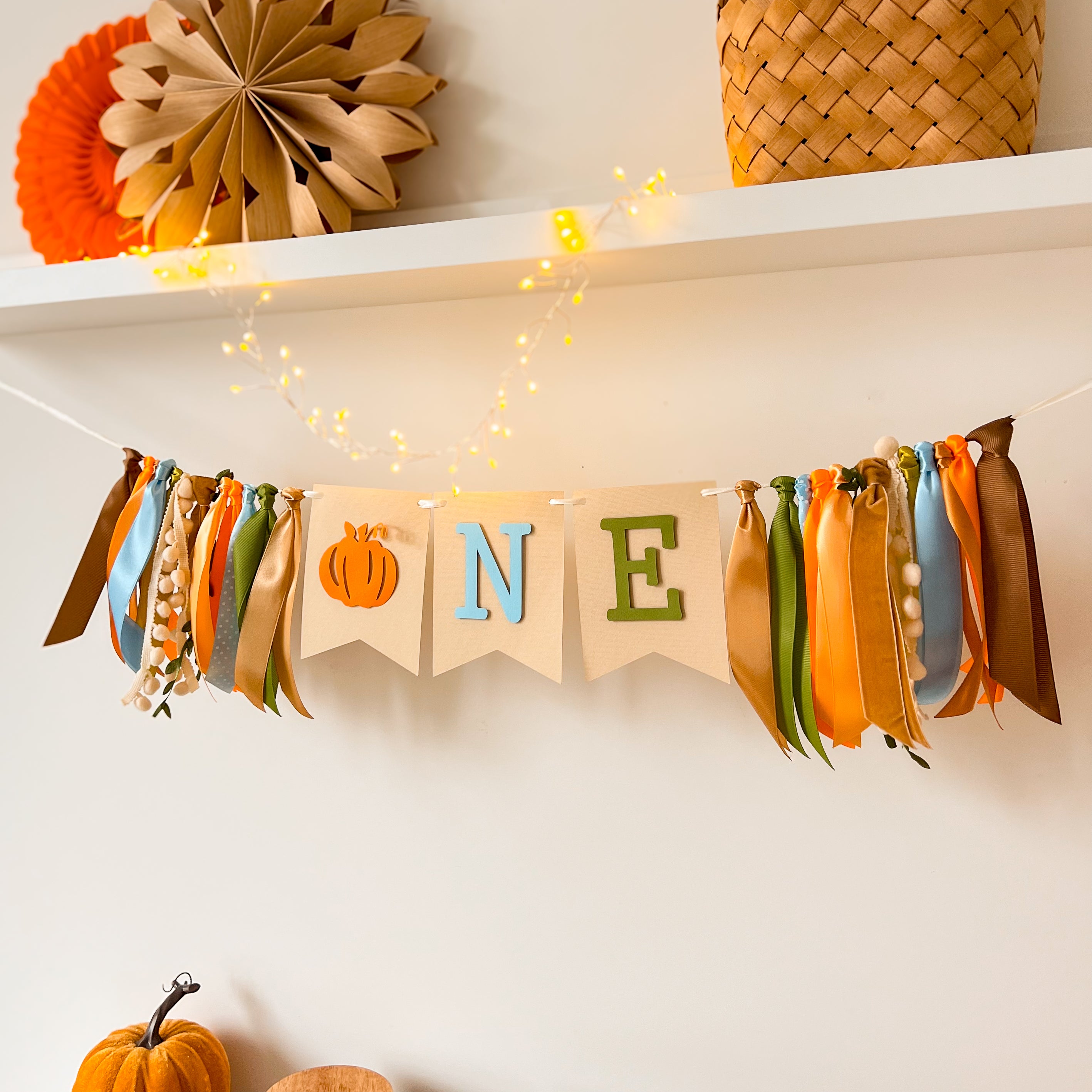 Pumpkin Boy One High Chair Banner Fall Boy First Birthday Our Little Pumpkin 1st Birthday Decorations Pumpkin One Boy Highchair Sign 