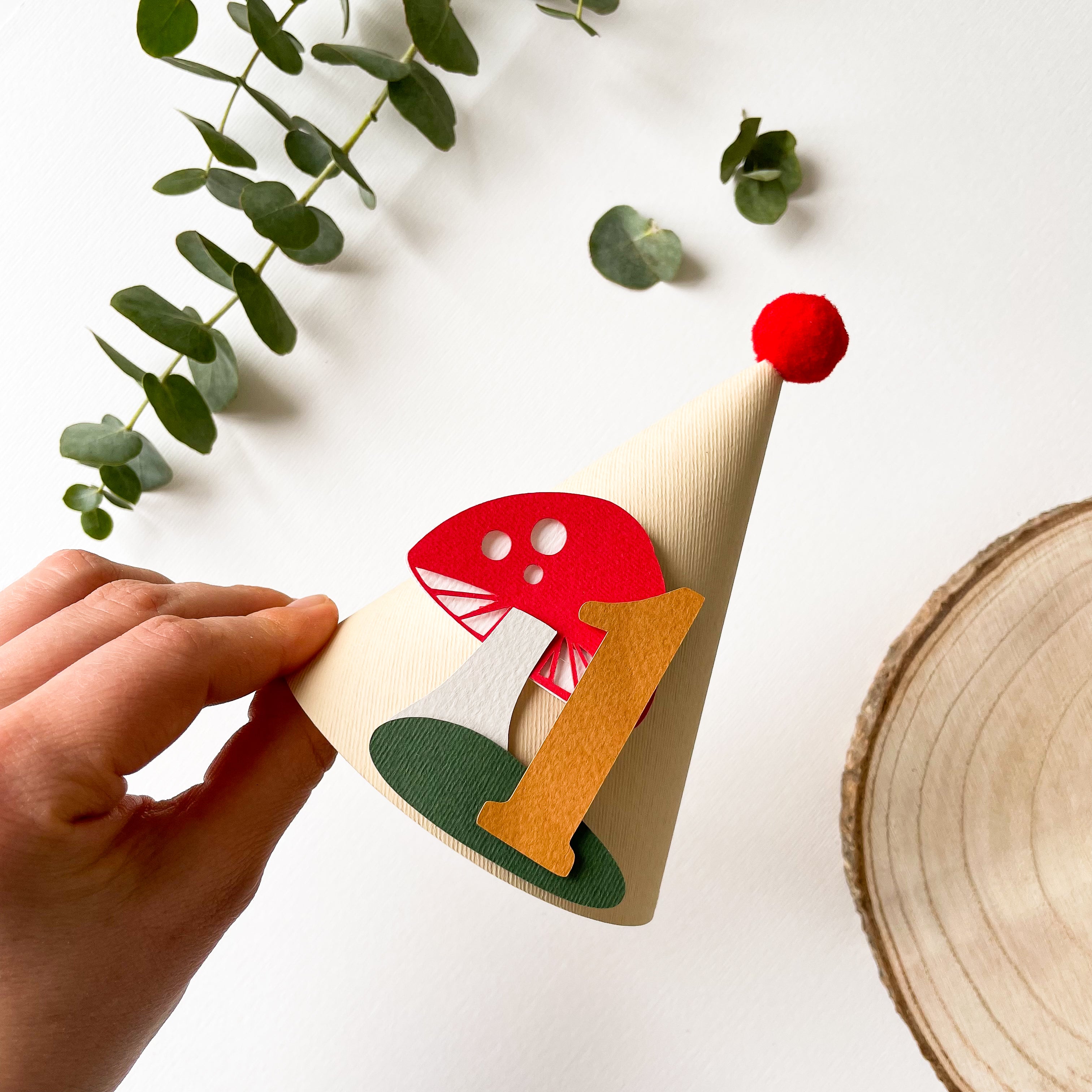 Mushroom Birthday Party Hat Red Toadstool Party Decorations Fairy First Birthday Cake Smash Outfit Fungi First Birthday Decorations