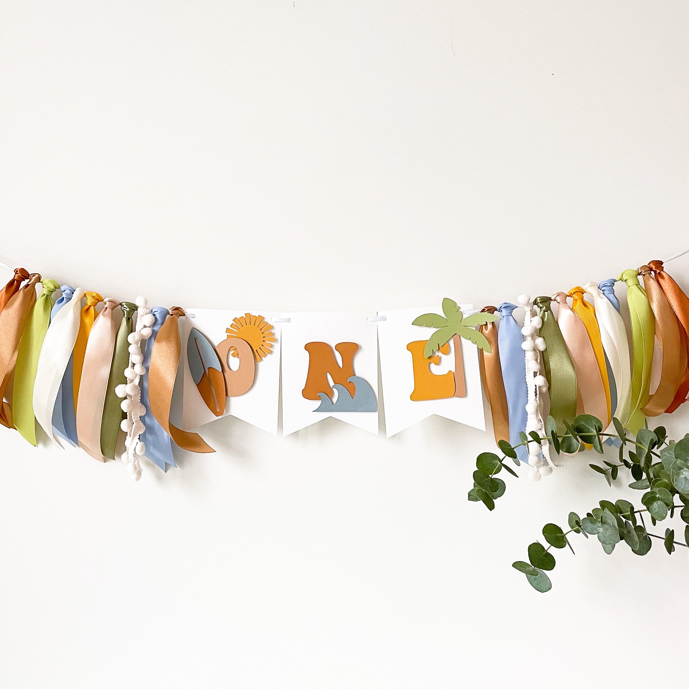 Surf One First Birthday Highchair Banner Surf 1st Birthday Party Decorations Surf High Chair Banner Surf Banner  Surf theme The Big One Birthday Surfboat or Beach 1st Birthday Party Retro Beach Party 
