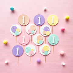 Bubble Cupcake Toppers Bubble 1st Birthday Party Decorations Bubble Girl Summer Birthday Bubbles of Fun 1st Birthday Pop on Over Celebration Bubble Pop Party
