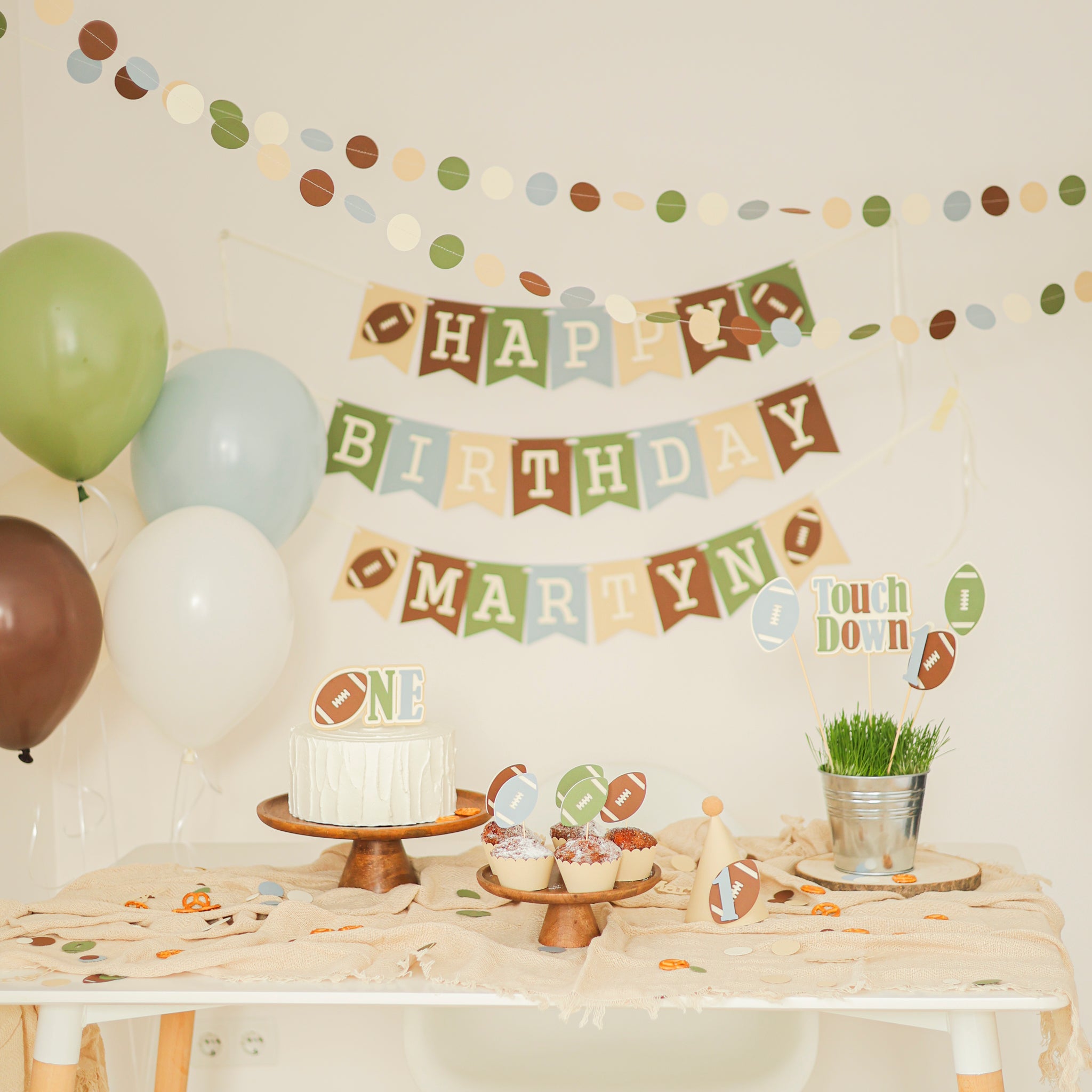 Football Garland, First Year Down Party Decorations