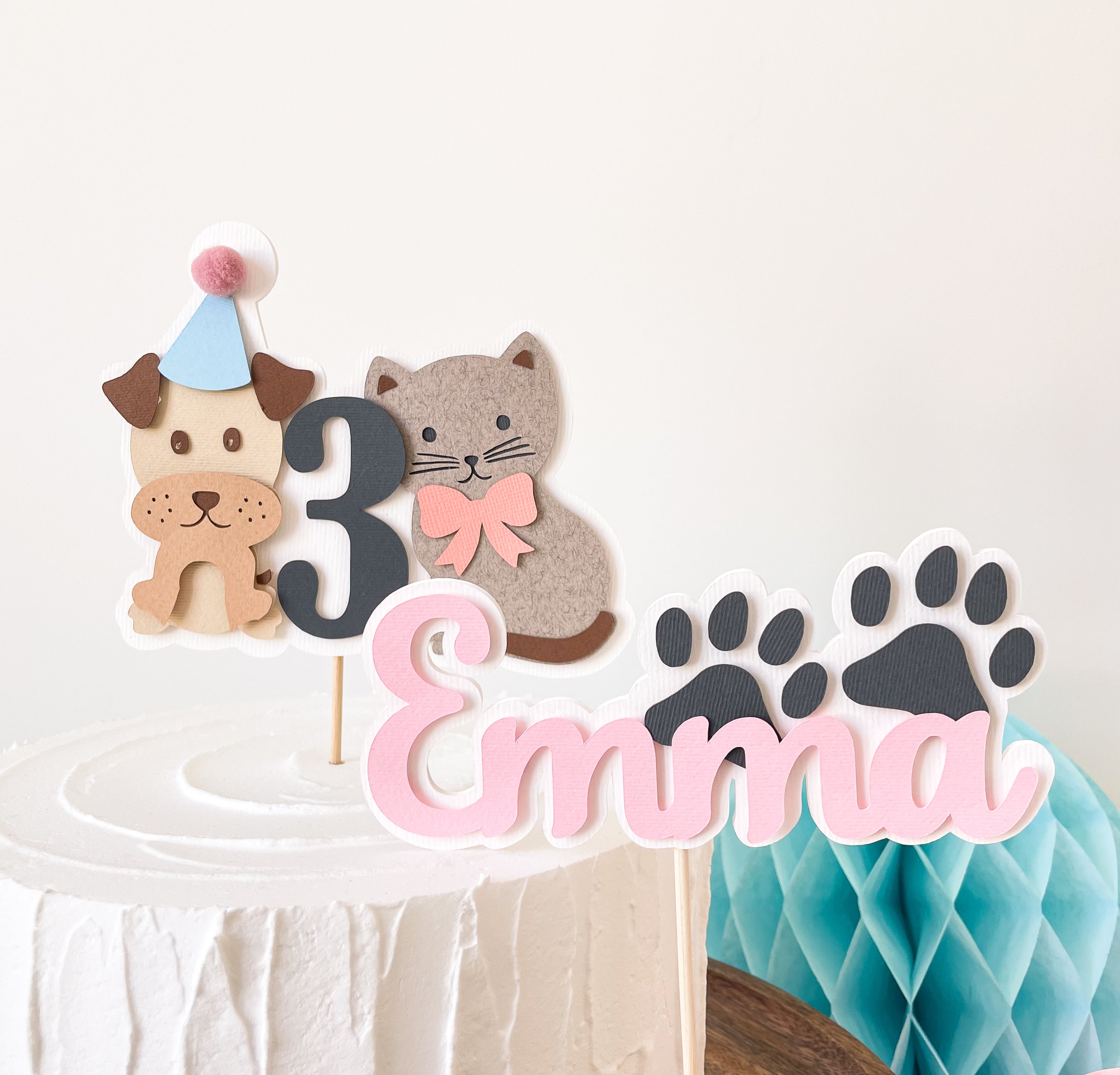 Pets Cake Topper Cat&Dog 1st Birthday Puppies and Kitties Birthday Puppy Themed