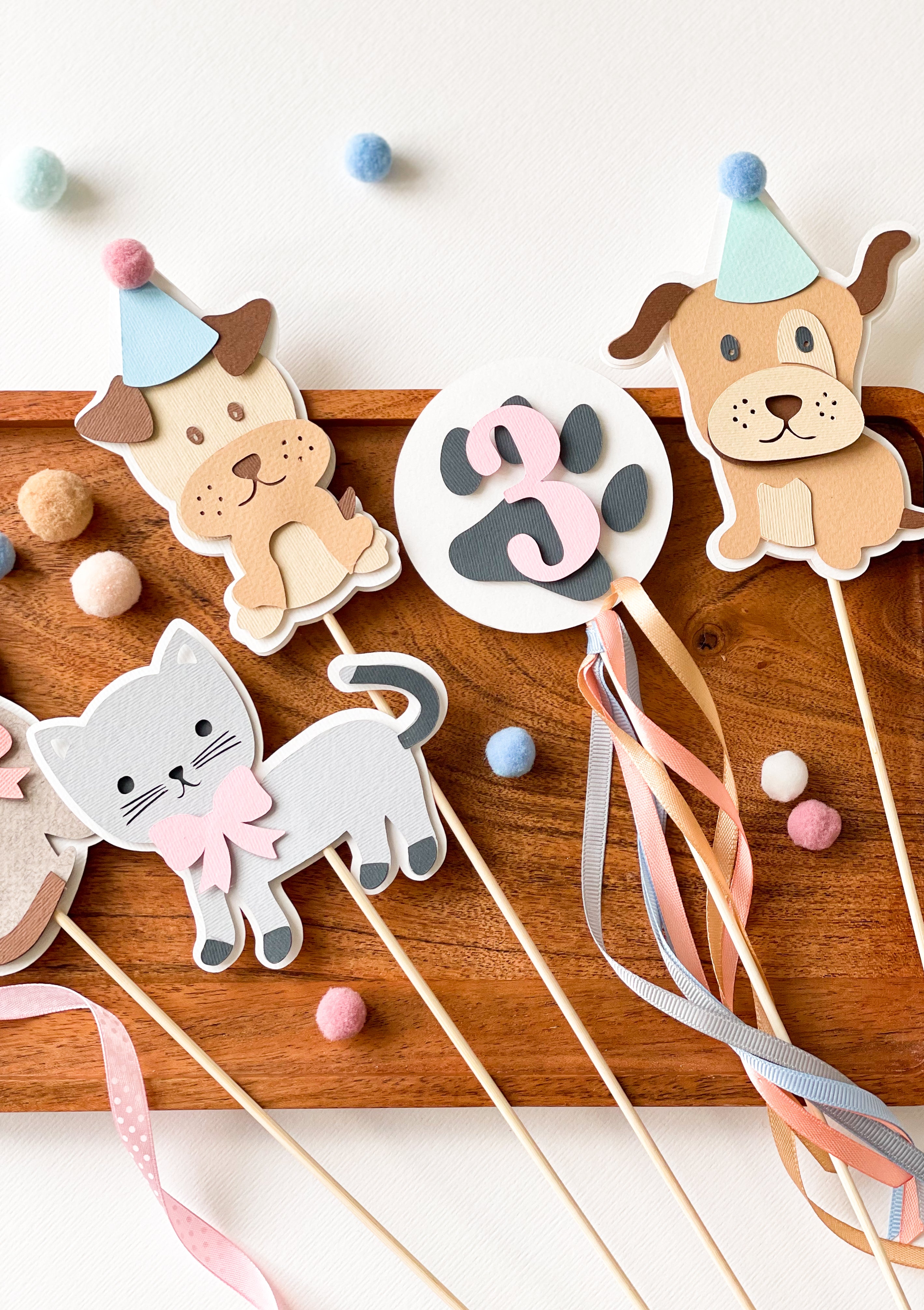 Dog&Cat Centerpieces Dog&Cat Birthday Decorations Paw party Dog