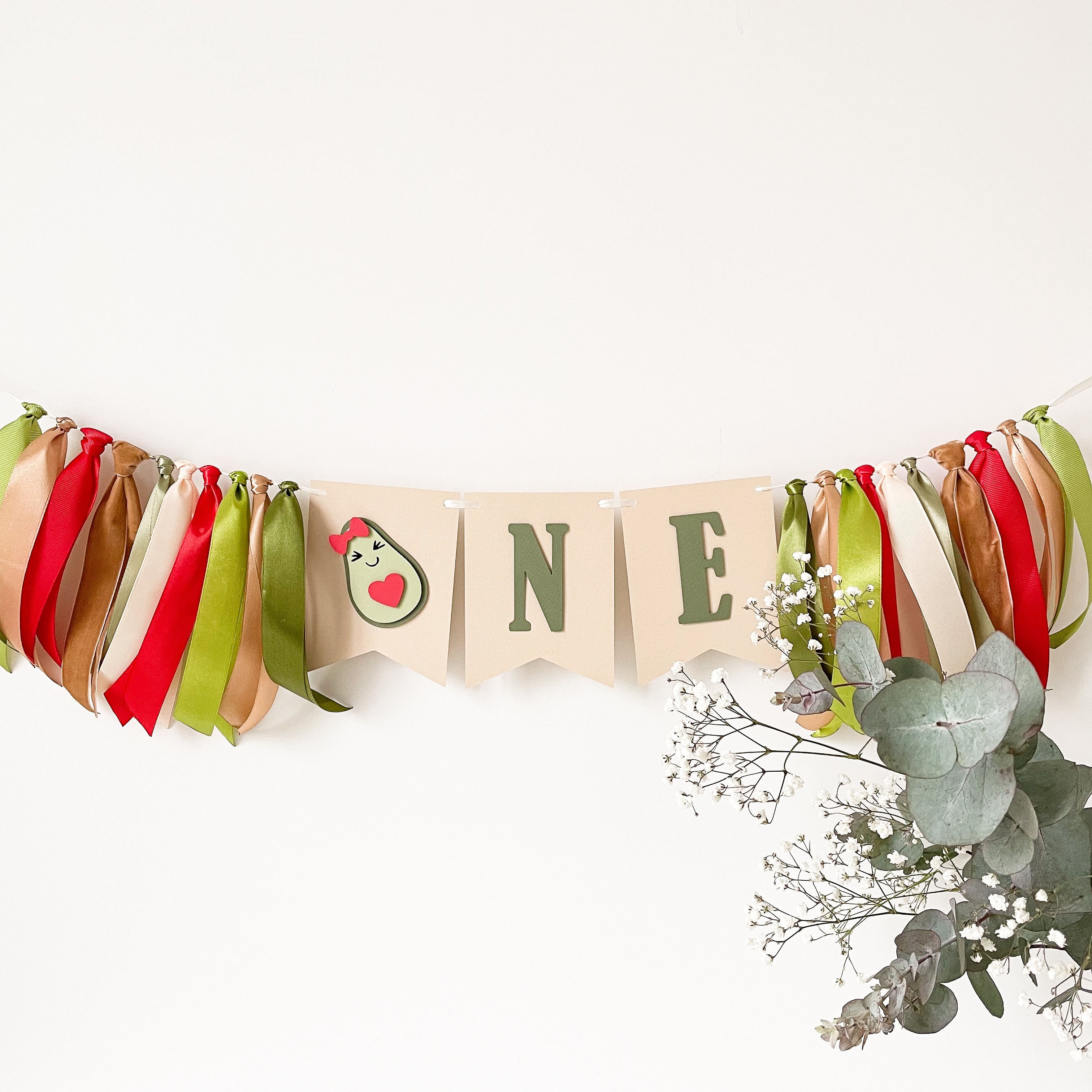 Avocado Girl Sweet Heart  One High Chair Banner Fiesta 1st Birthday Decorations by funstacraft