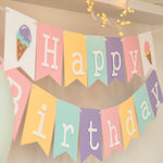 Ice Cream Banner Sweet One Birthday Here's the Scoop Birthday party