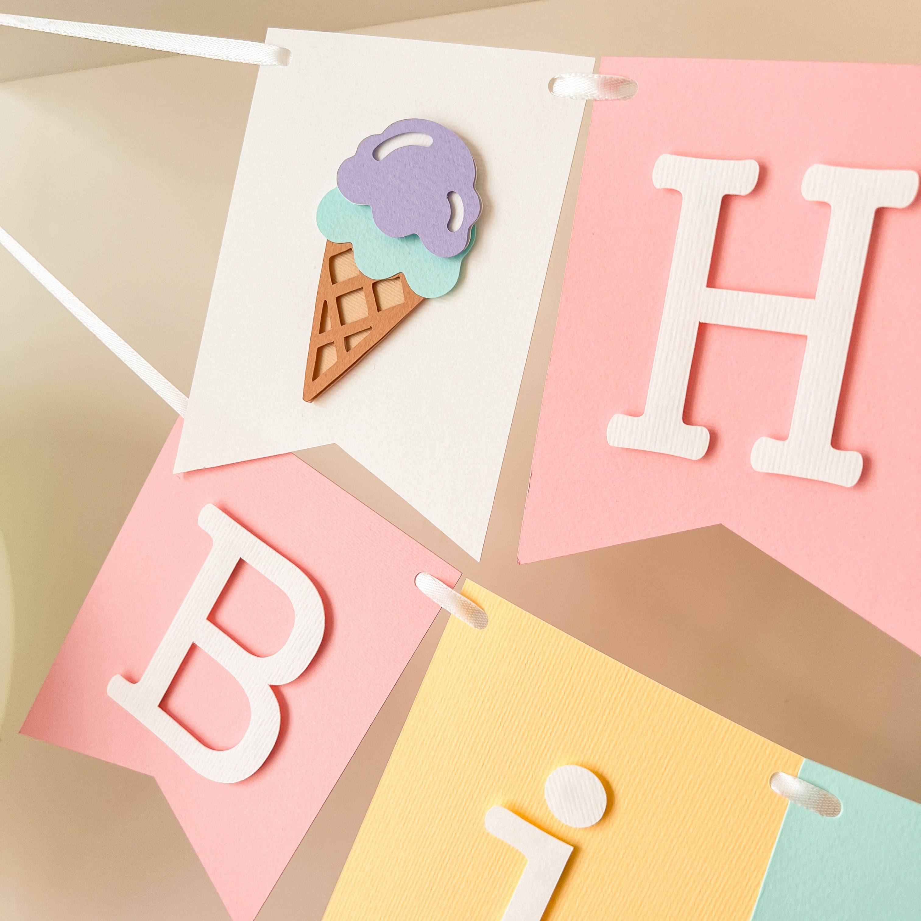 Ice Cream Banner Sweet One Birthday Here's the Scoop Birthday party