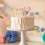 Sweet One Cake Topper Ice Cream First Birthday Decor 