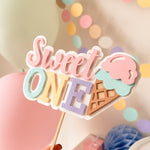 Sweet One Cake Topper Ice Cream First Birthday Decor 