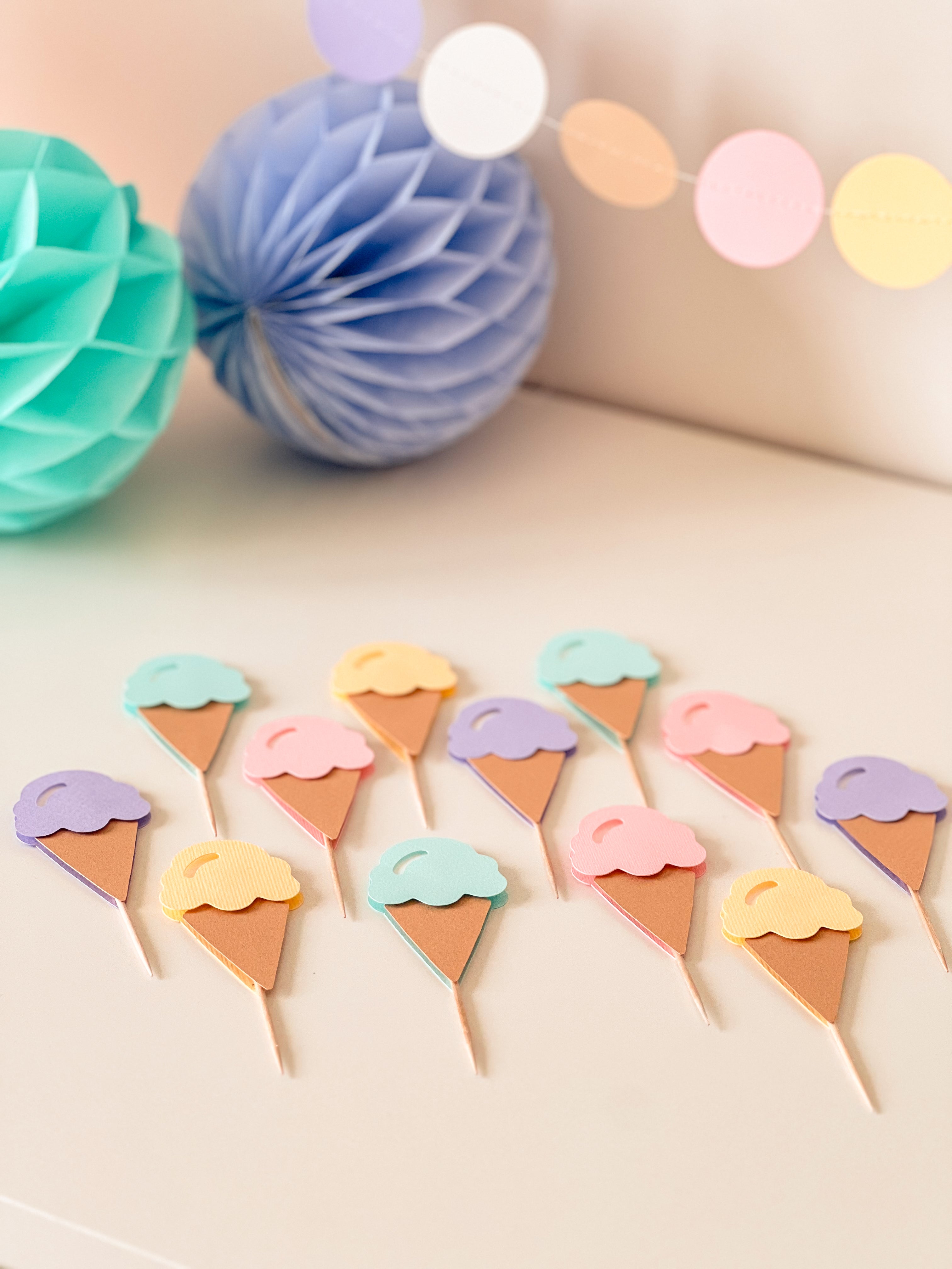 Ice Cream Cupcake Toppers Here's the Scoop Birthday party Two Sweet Birthday 