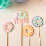 Donut Birthday Centerpieces Sticks with Two Sweet Number 2 and Pastel Donuts Table Toppers