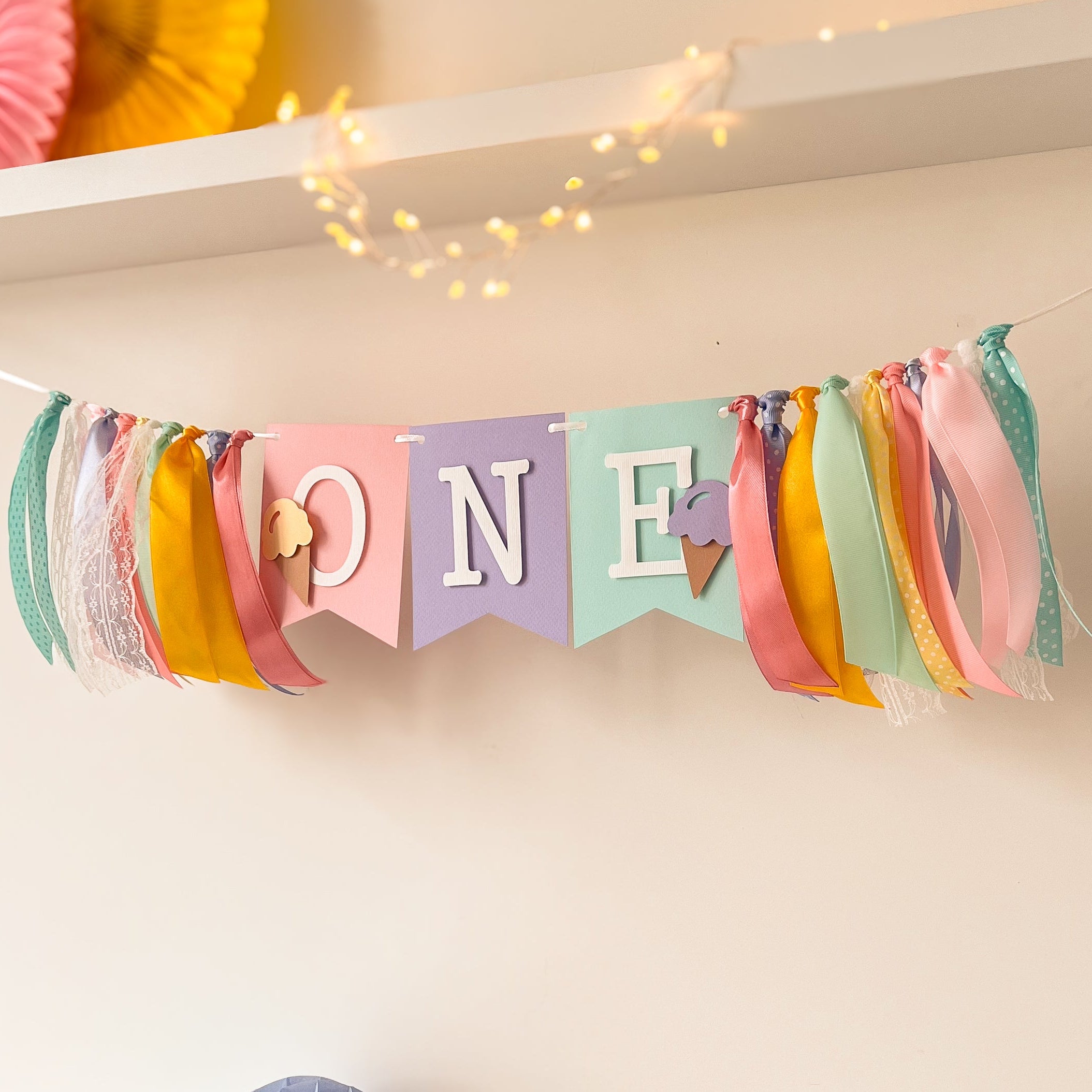 Ice Cream Birthday High Chair Banner Here's the Scoop Birthday party