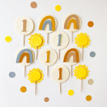 Boy Boho Sun Cupcake Toppers Boho Sun themed Here Comes the Sun Birthday Boho Sunshine First Birthday  First Trip Around The Sun