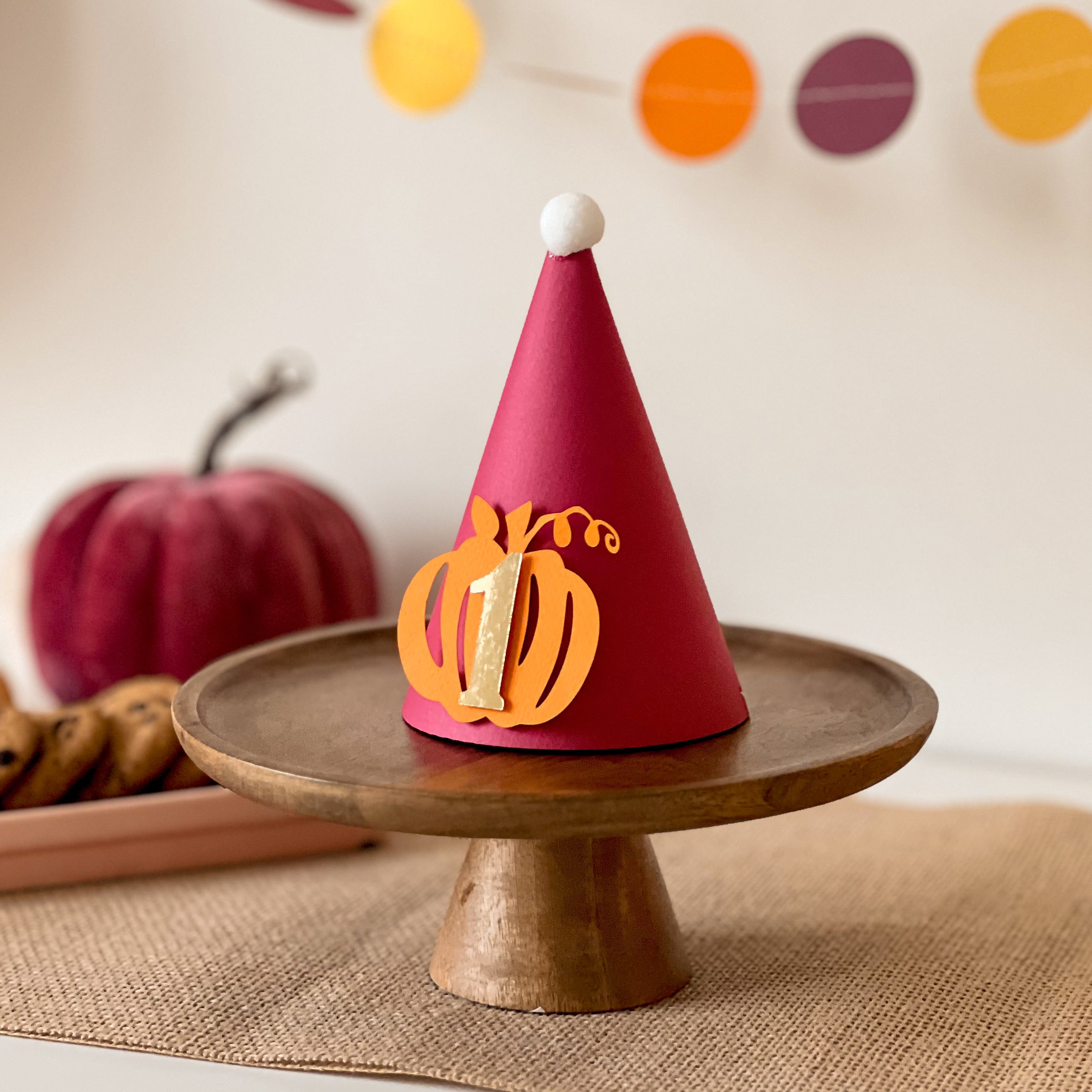 Pumpkin One Party Hat Fall Baby Girl 1st Birthday