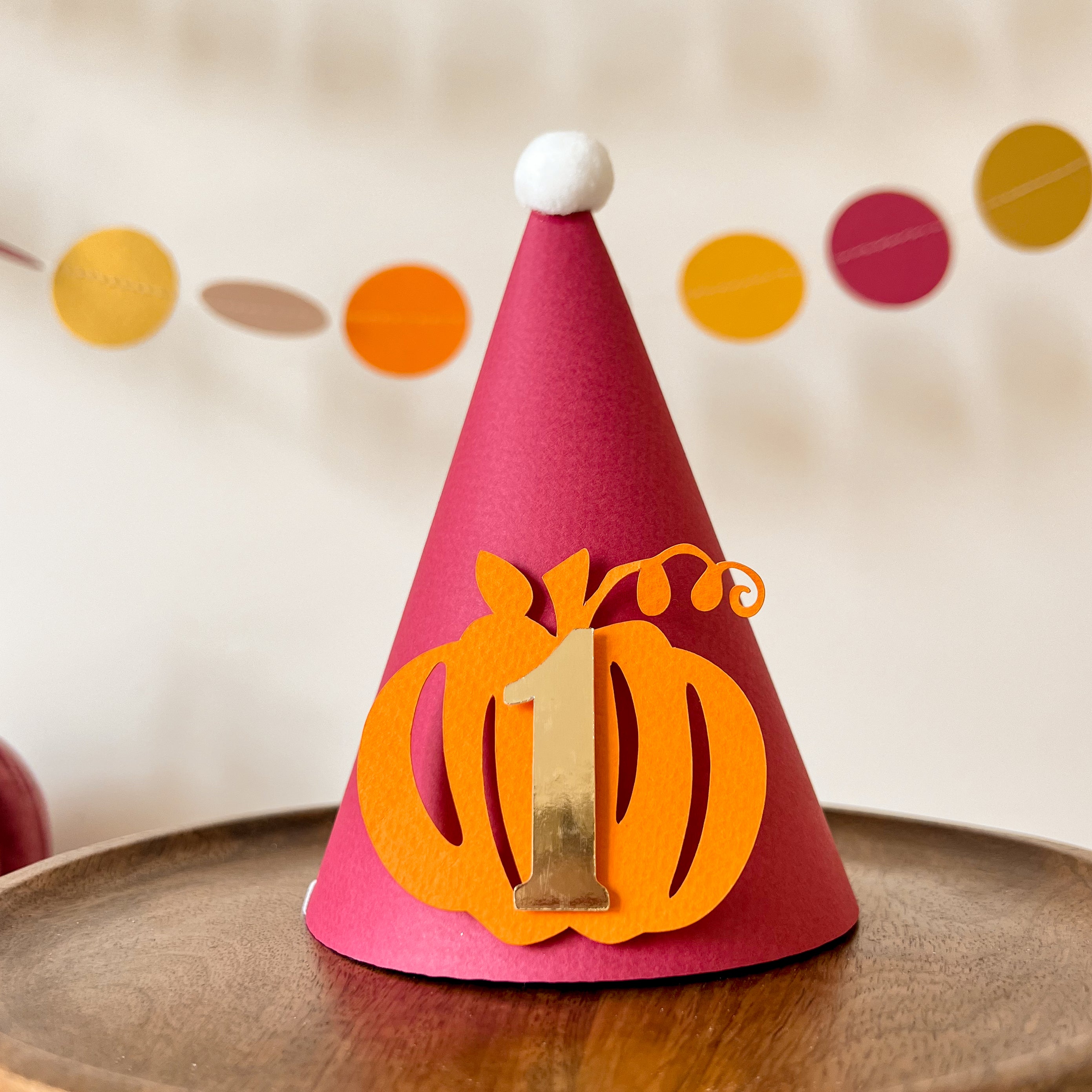 Pumpkin One Party Hat Fall Baby Girl 1st Birthday