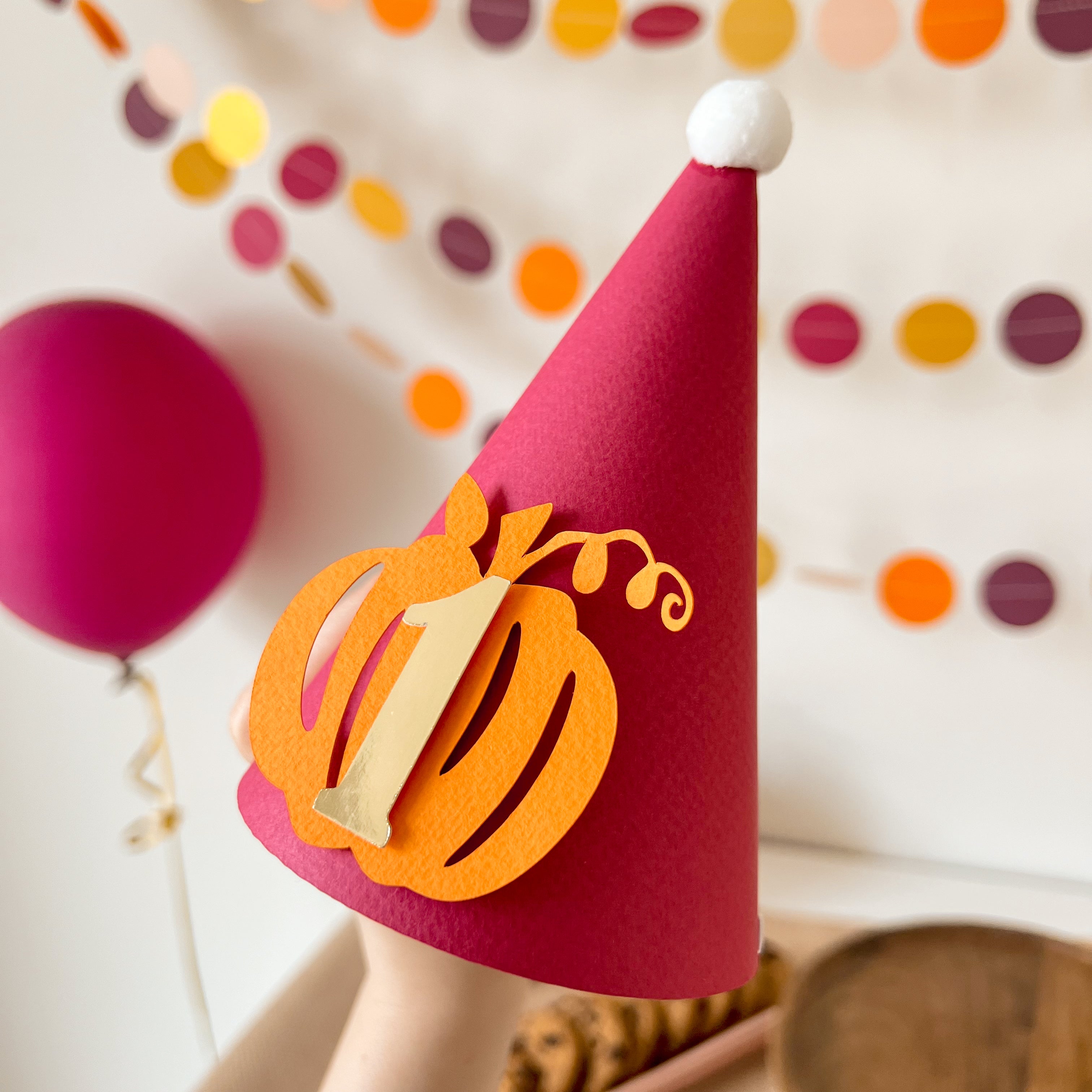 Pumpkin One Party Hat Fall Baby Girl 1st Birthday