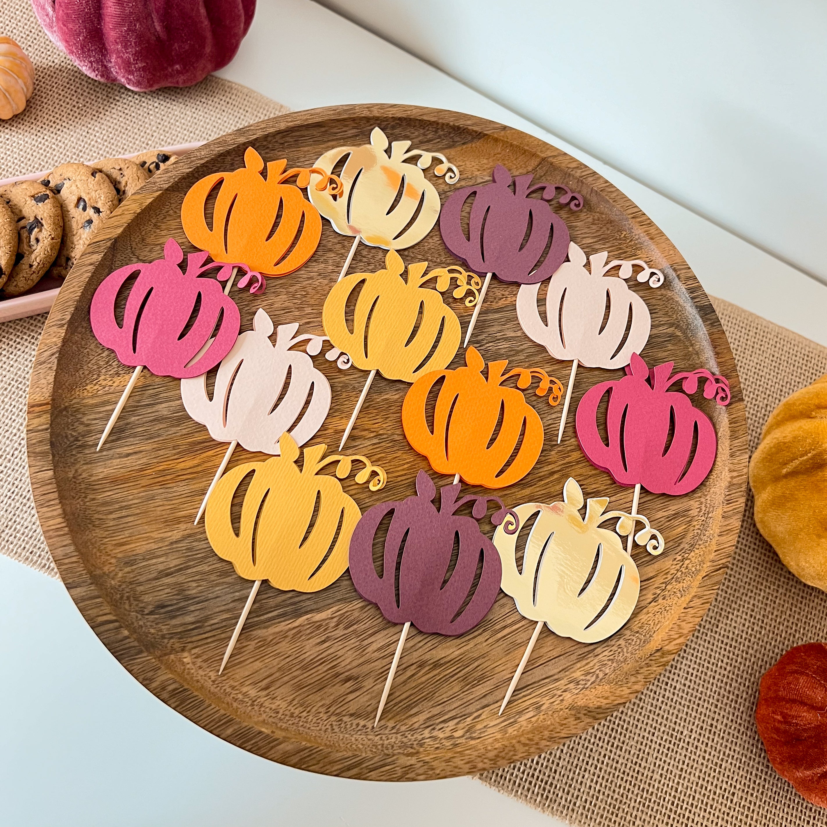 Autumn Pumpkin Cupcake Toppers Fall Pumpkin Baby Shower