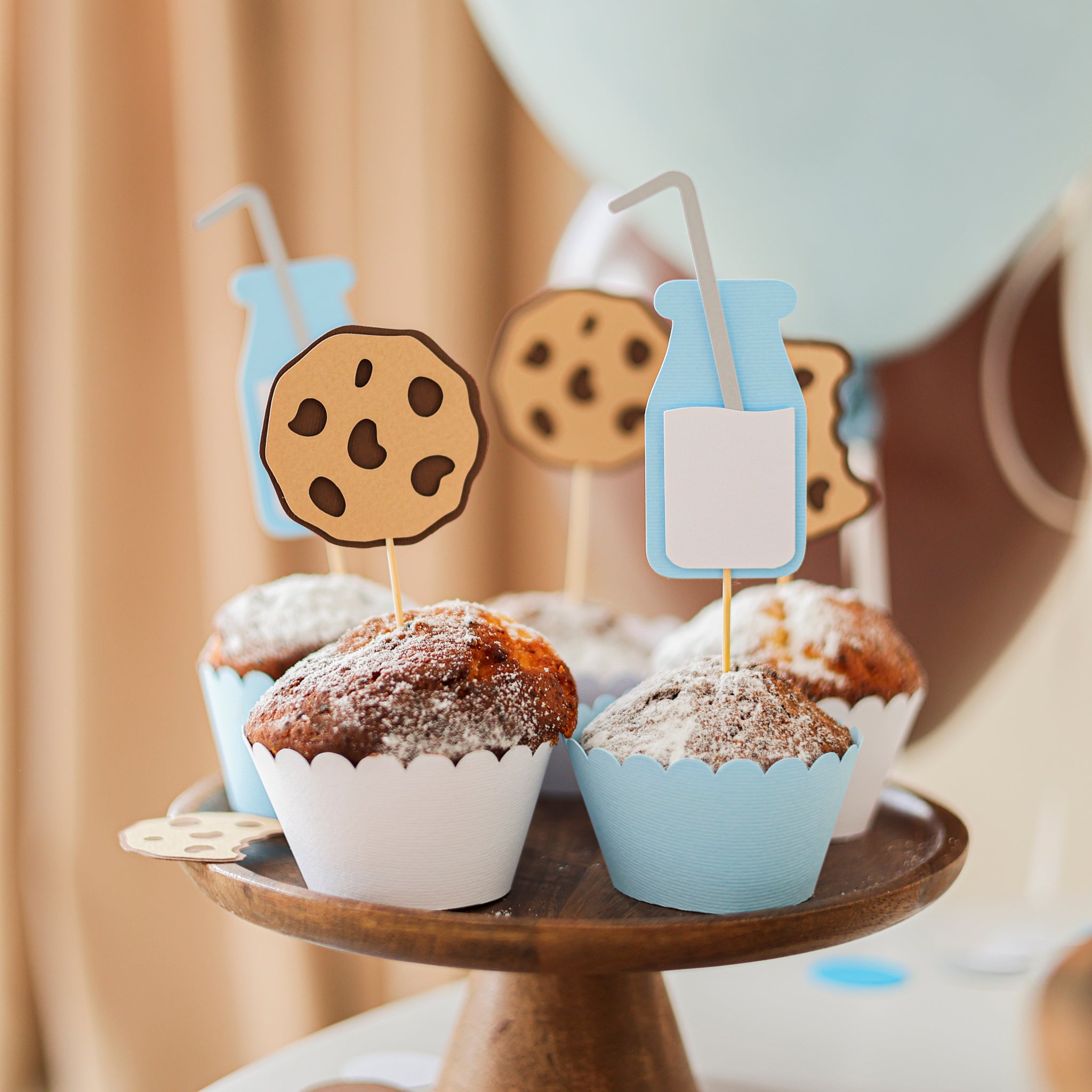Milk Cookies Cupcake Toppers, Boy First Birthday Decorations, One Sweet Boy, Baby Boy Shower