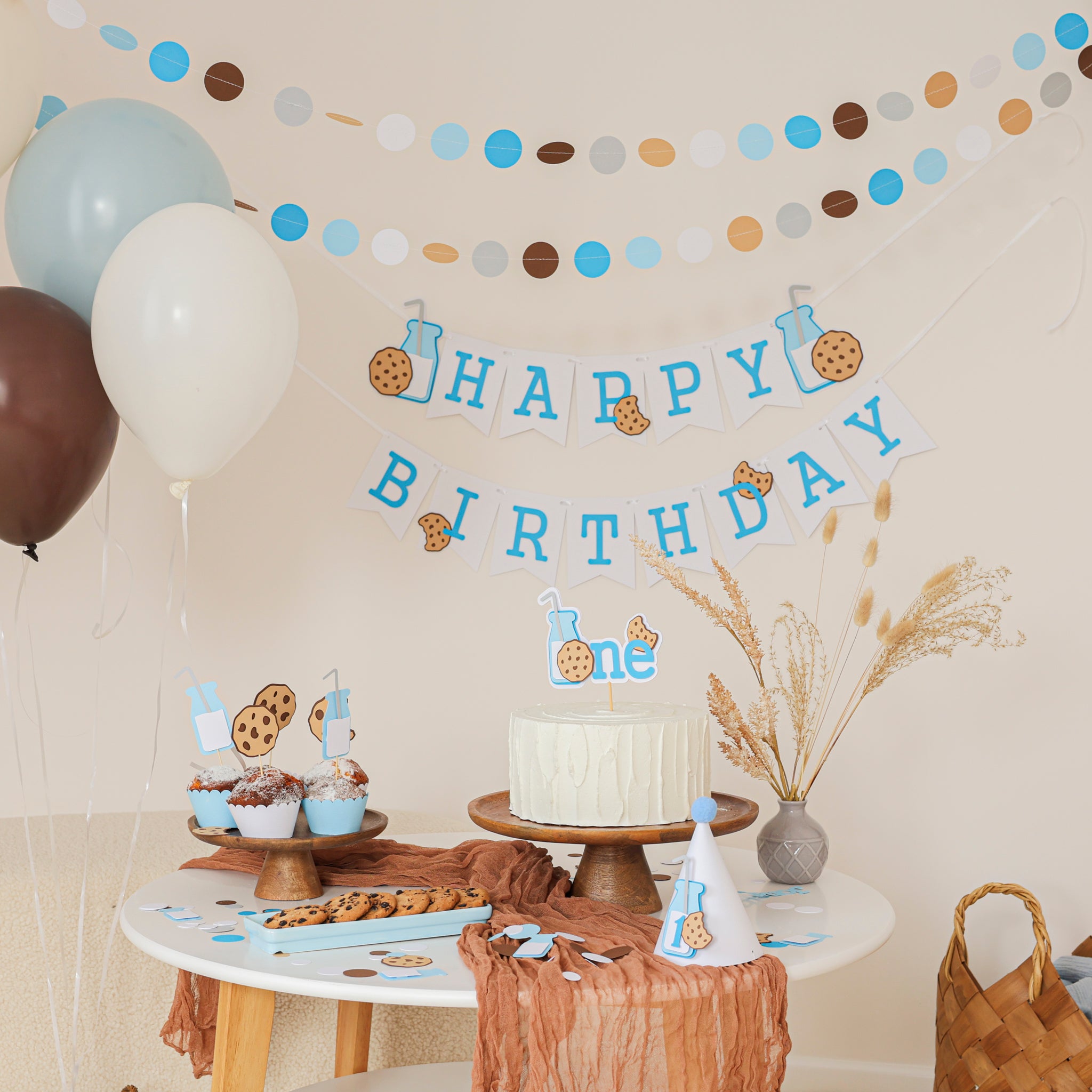 One Sweet Birthday, Milk & Cookies Party Decorations 
