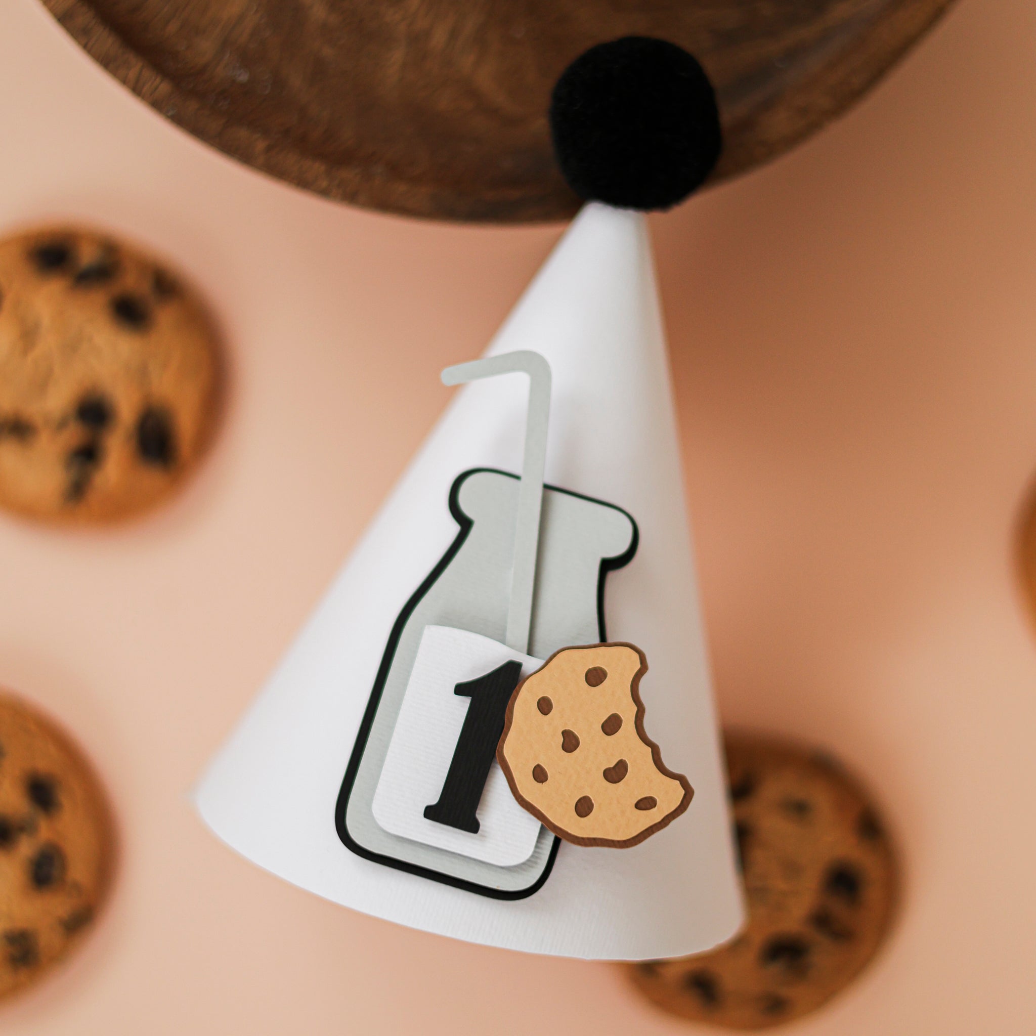 One Sweet Boy Party Hat, Milk and Cookies First Birthday