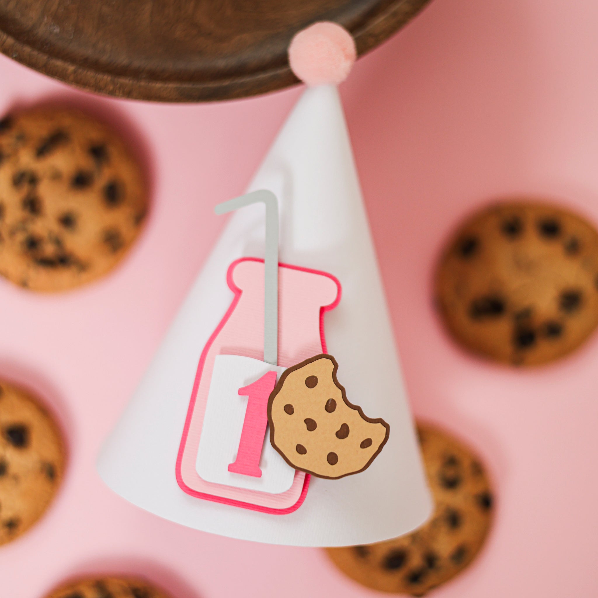 One Sweet Boy Party Hat, Milk and Cookies First Birthday