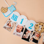 Milk and Cookies Milestone Banner, One Sweet Year Boy