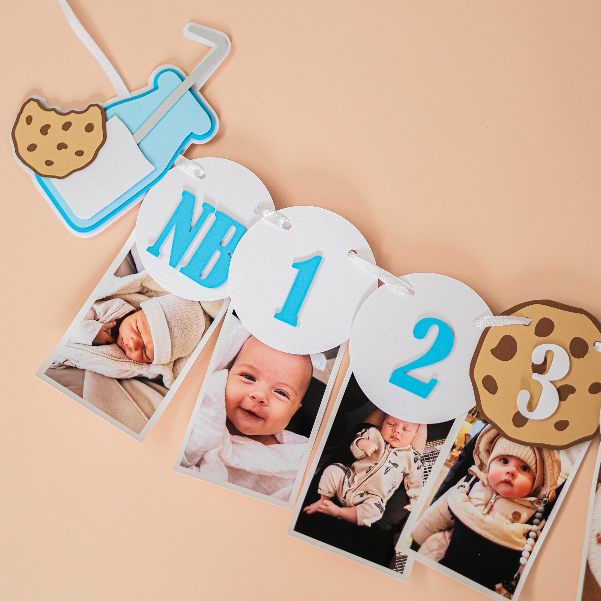 Milk and Cookies Milestone Banner, One Sweet Year Boy