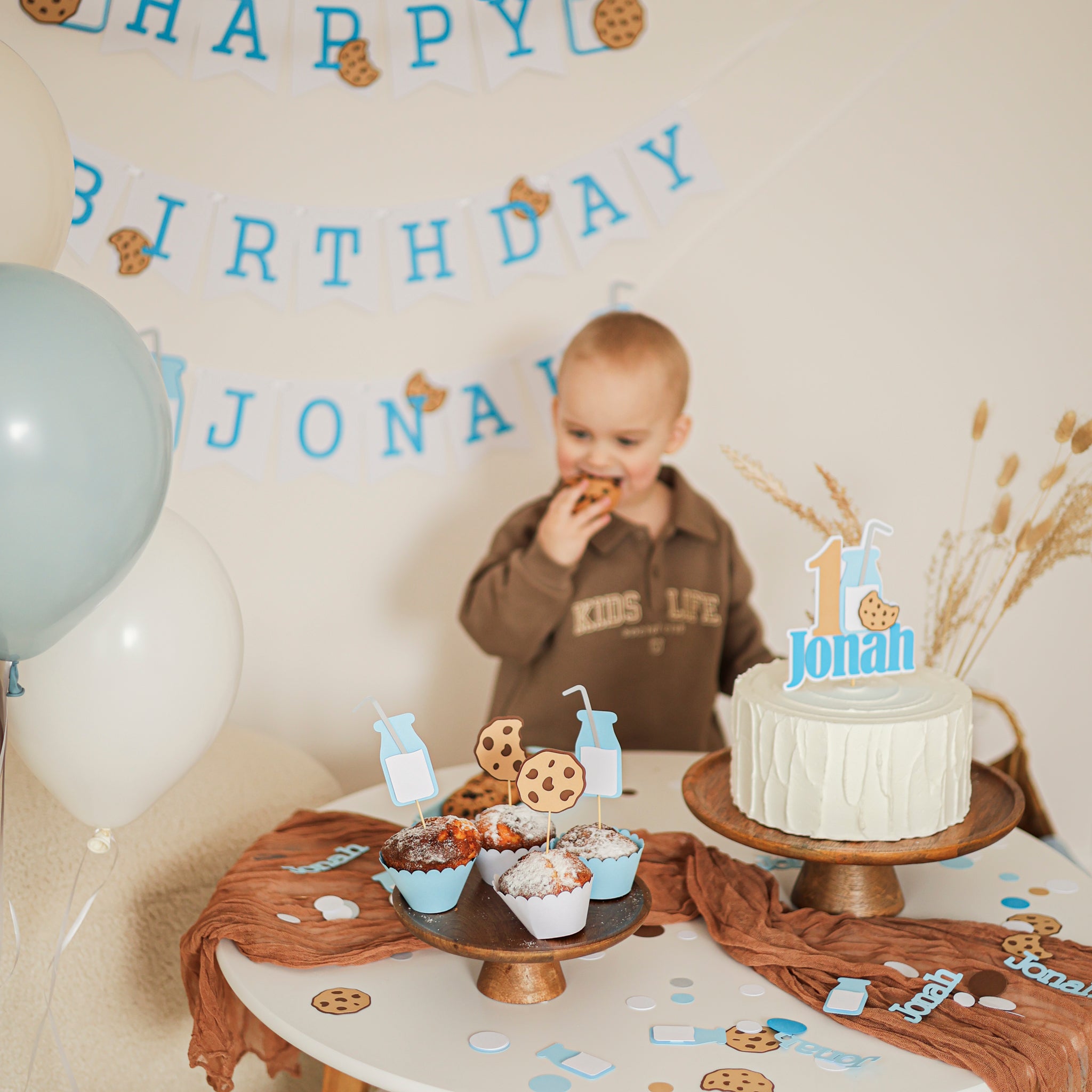 Milk Cookies Confetti, Milk and Cookies First Birthday Decoration, One Sweet Boy Birthday, Twin Birthday, One Sweet Year, Cookie Party Decor