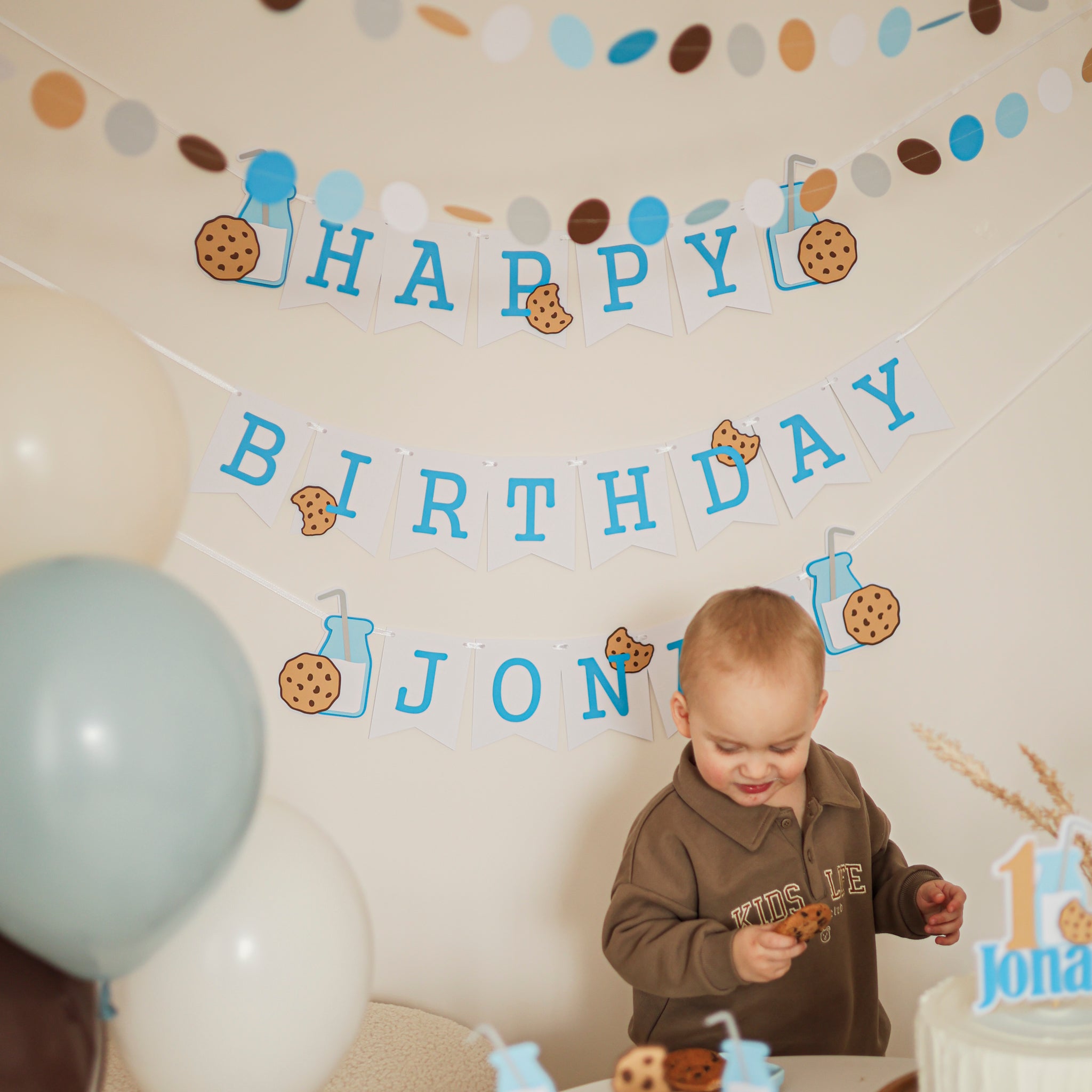 Milk & Cookies Garland, Boy 1st Birthday Decor, One Sweet Cookie