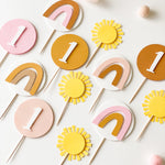 Girl Boho Sun Cupcake Toppers Boho Sun themed Here Comes the Sun Birthday Boho Sunshine First Birthday