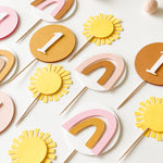 Girl Boho Sun Cupcake Toppers Boho Sun themed Here Comes the Sun Birthday Boho Sunshine First Birthday