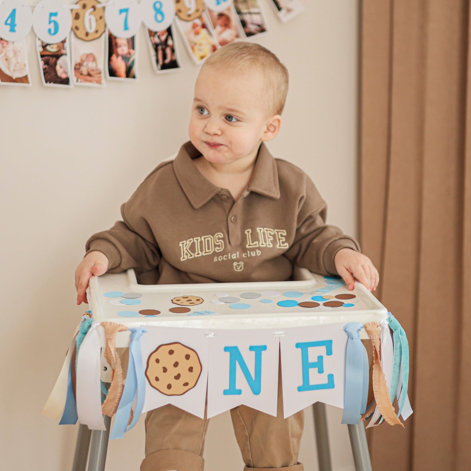 Milk and Cookies High Chair Banner, One Sweet Boy, Twins 1st Birthday