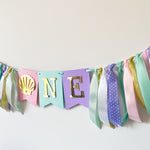 Mermaid High Chair Banner Under the Sea 1st Birthday Decorations Mermaid Party Cake Smash I am One Banner Seashell One High Chair Sign