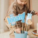 One Sweet Boy Centerpiece, Milk and Cookies 1st Birthday, Cake Toppers