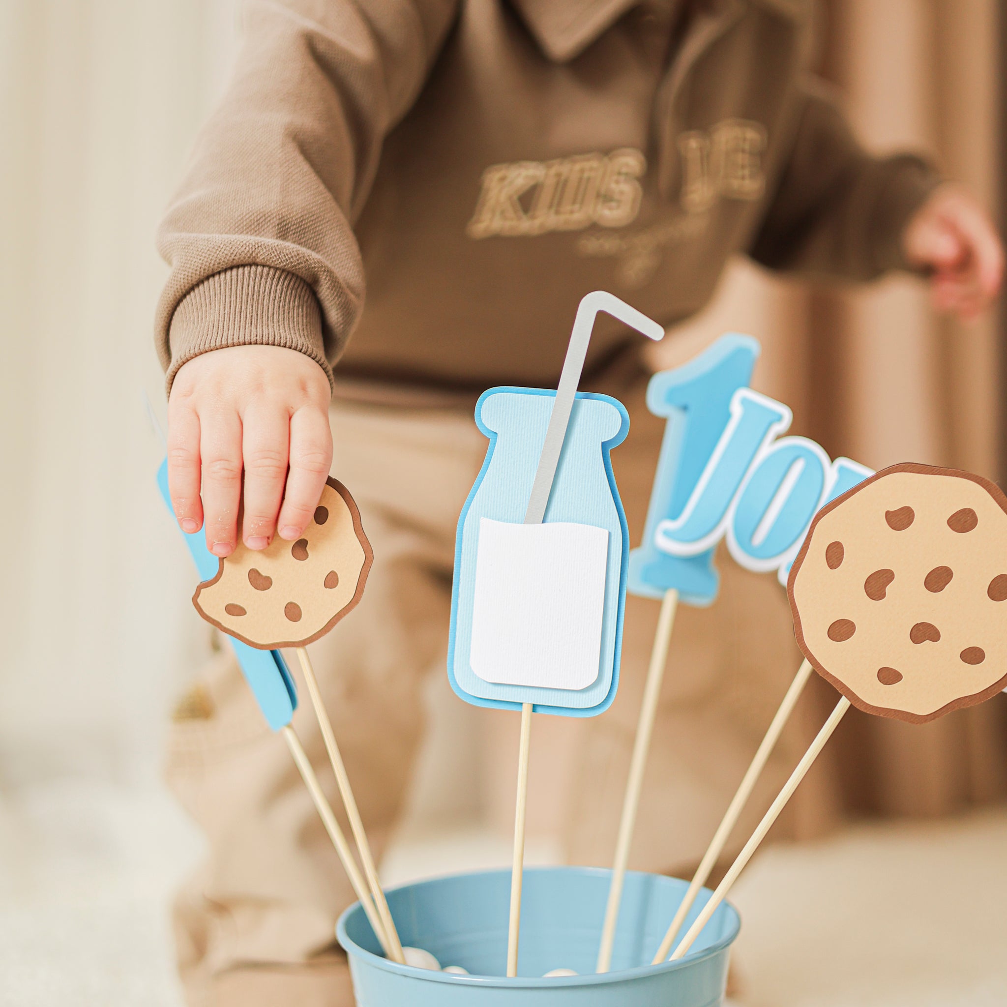 One Sweet Boy Centerpiece, Milk and Cookies 1st Birthday, Cake Toppers