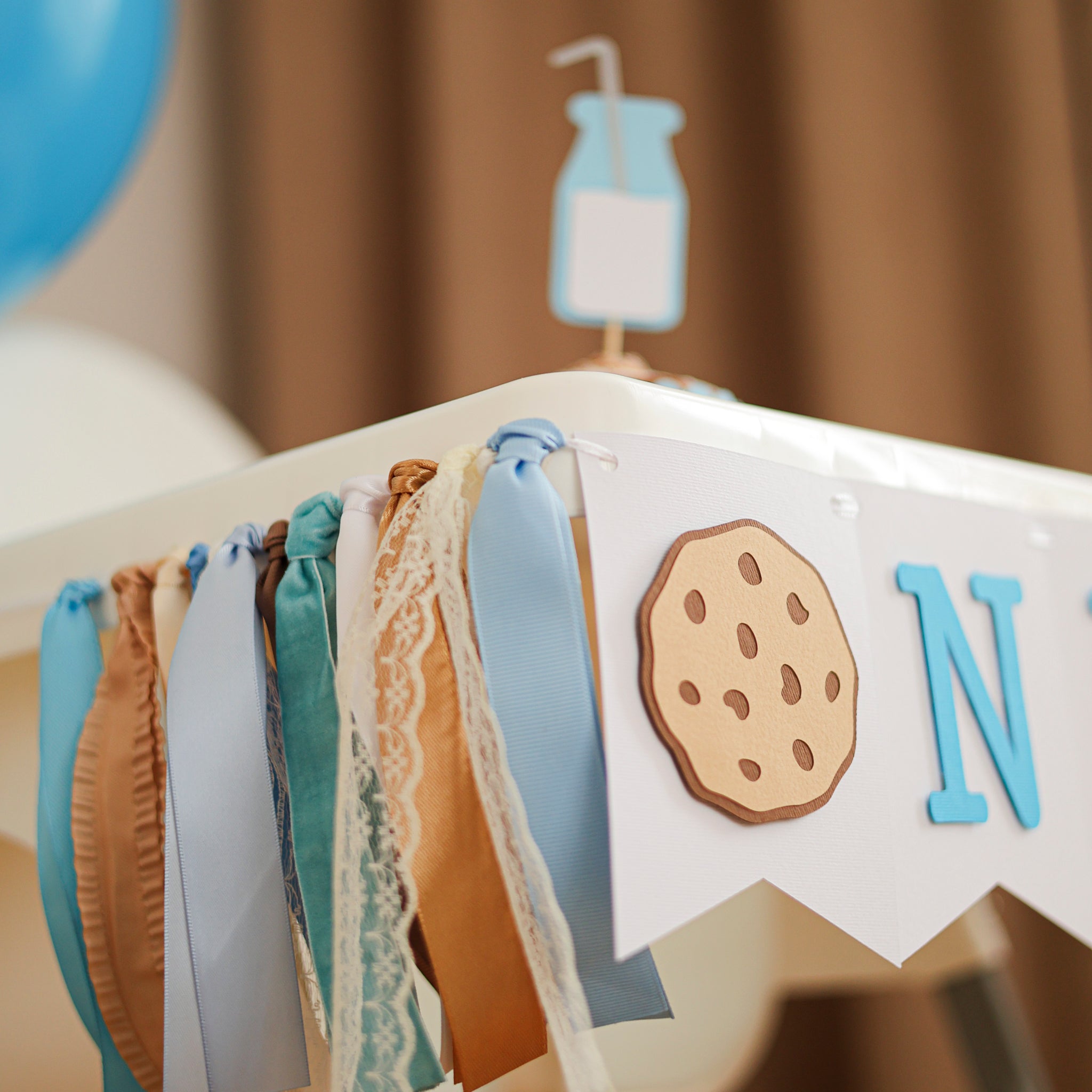 Milk and Cookies High Chair Banner, One Sweet Party Decor, Twins 1st Birthday