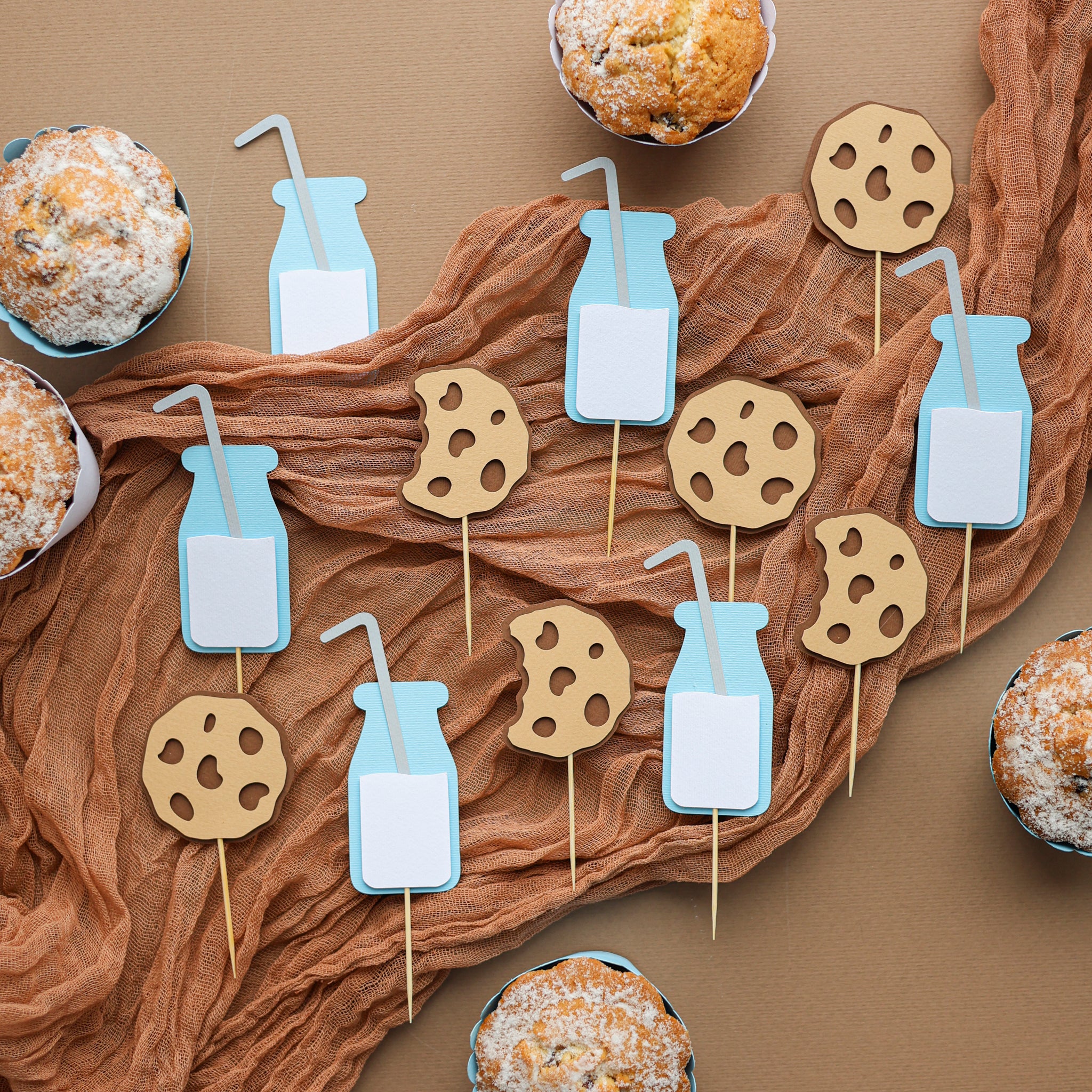 Milk Cookies Cupcake Toppers, Boy First Birthday Decorations, One Sweet Boy, Baby Boy Shower