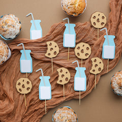 Milk Cookies Cupcake Toppers, Boy First Birthday Decorations, One Sweet Boy, Baby Boy Shower