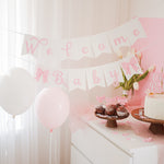 Pink Bow Welcome Baby Banner