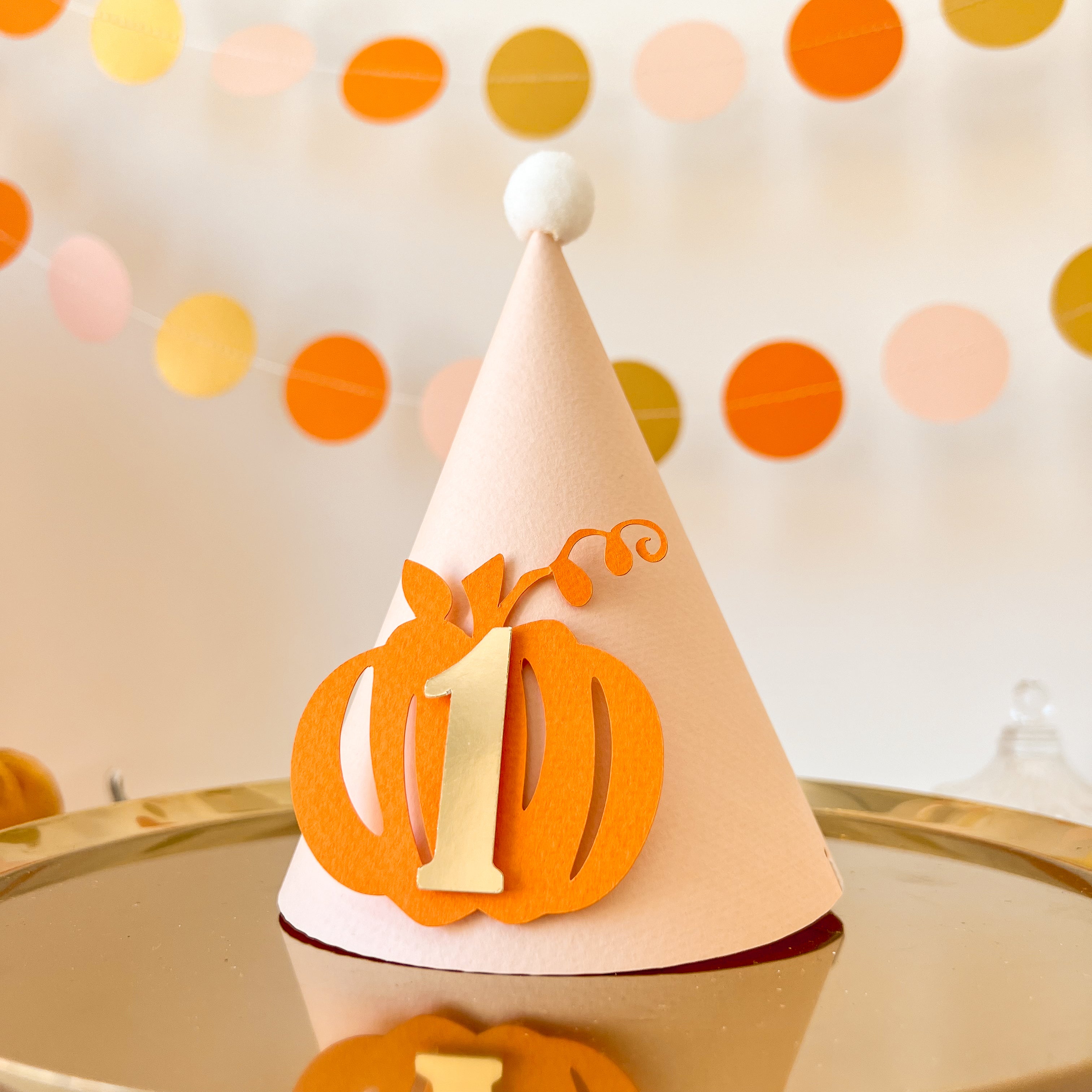 Pumpkin One Party Hat Fall Baby Girl 1st Birthday