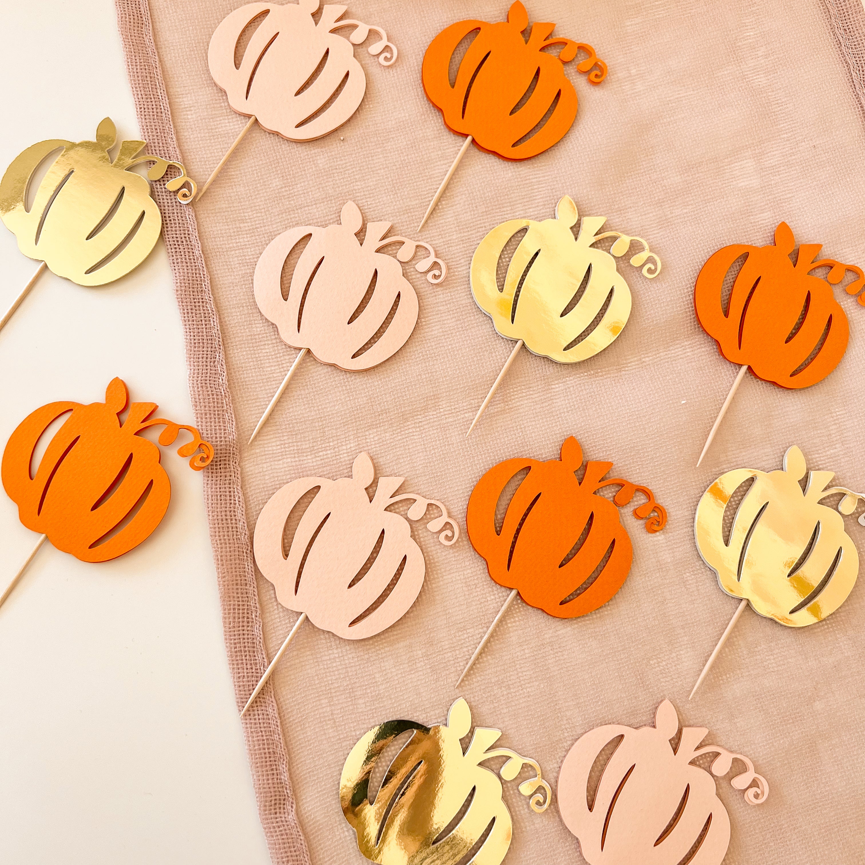 Autumn Pumpkin Cupcake Toppers Fall Pumpkin Baby Shower