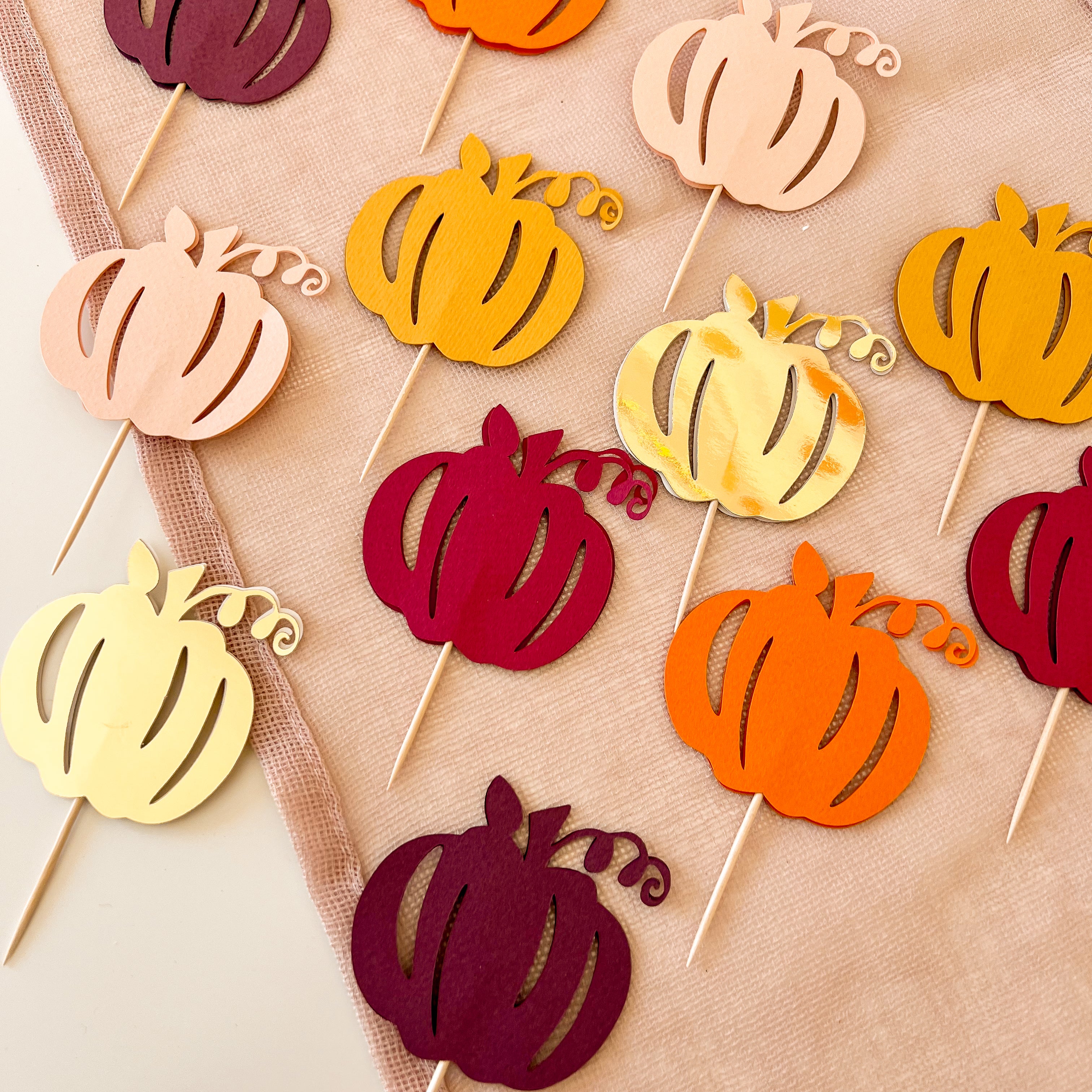 Autumn Pumpkin Cupcake Toppers Fall Pumpkin Baby Shower