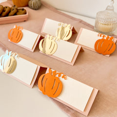 Pumpkin Place Cards Thanksgiving Table Decorations Fall Food Tents 