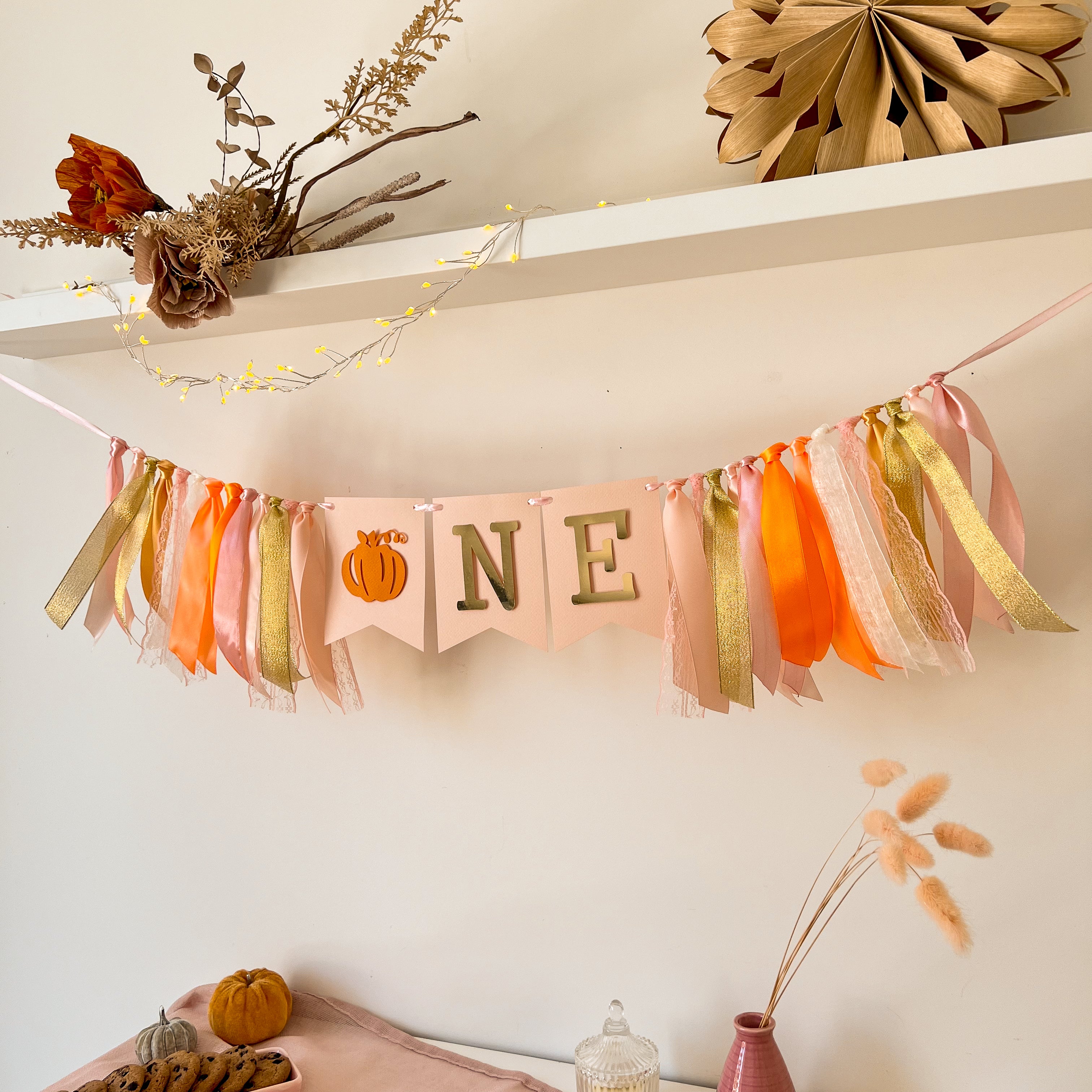 Pumpkin One High Chair Banner Fall First Happy Birthday