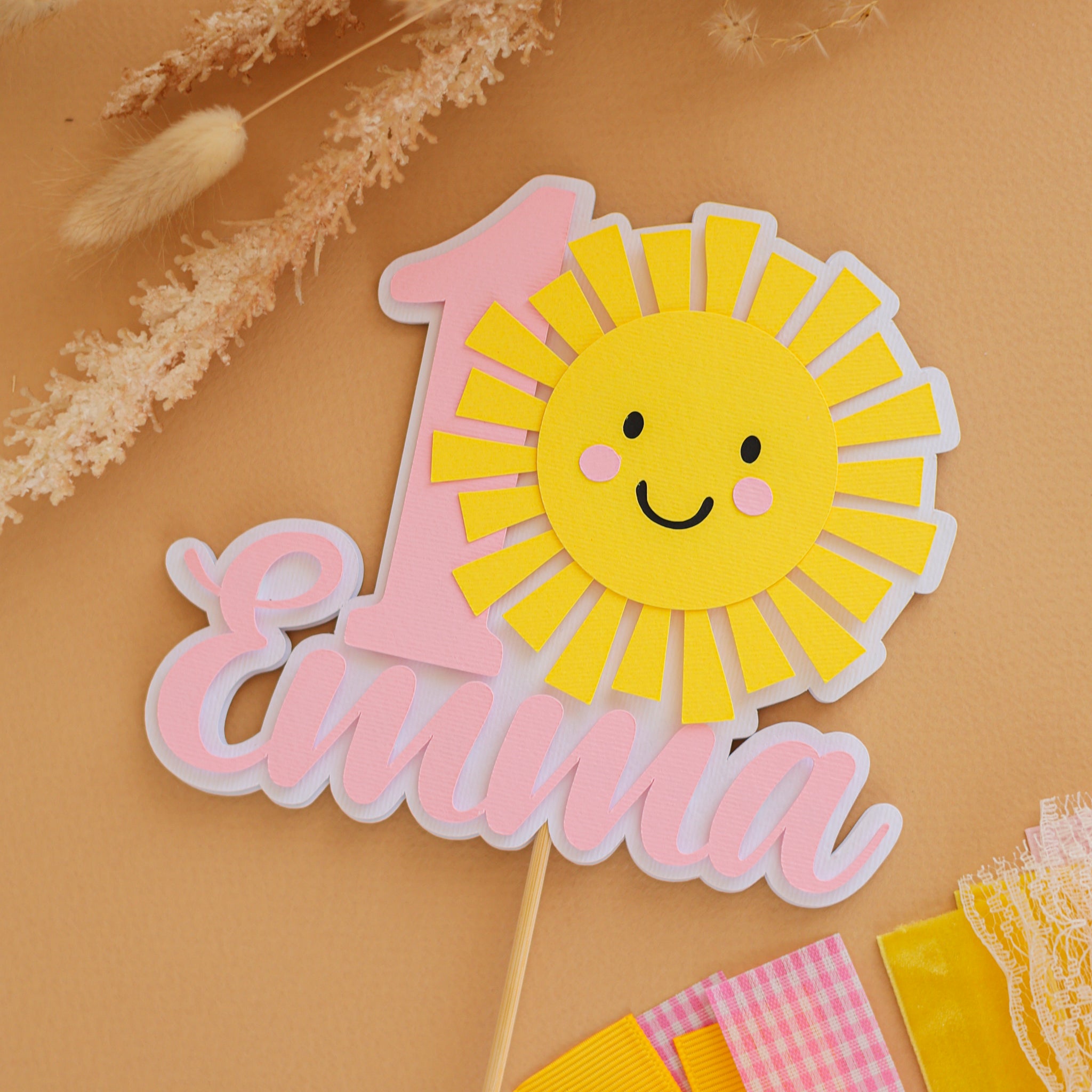 Sun Cake Topper, You are my Sonshine Birthday, Sunshine Custom Name Topper