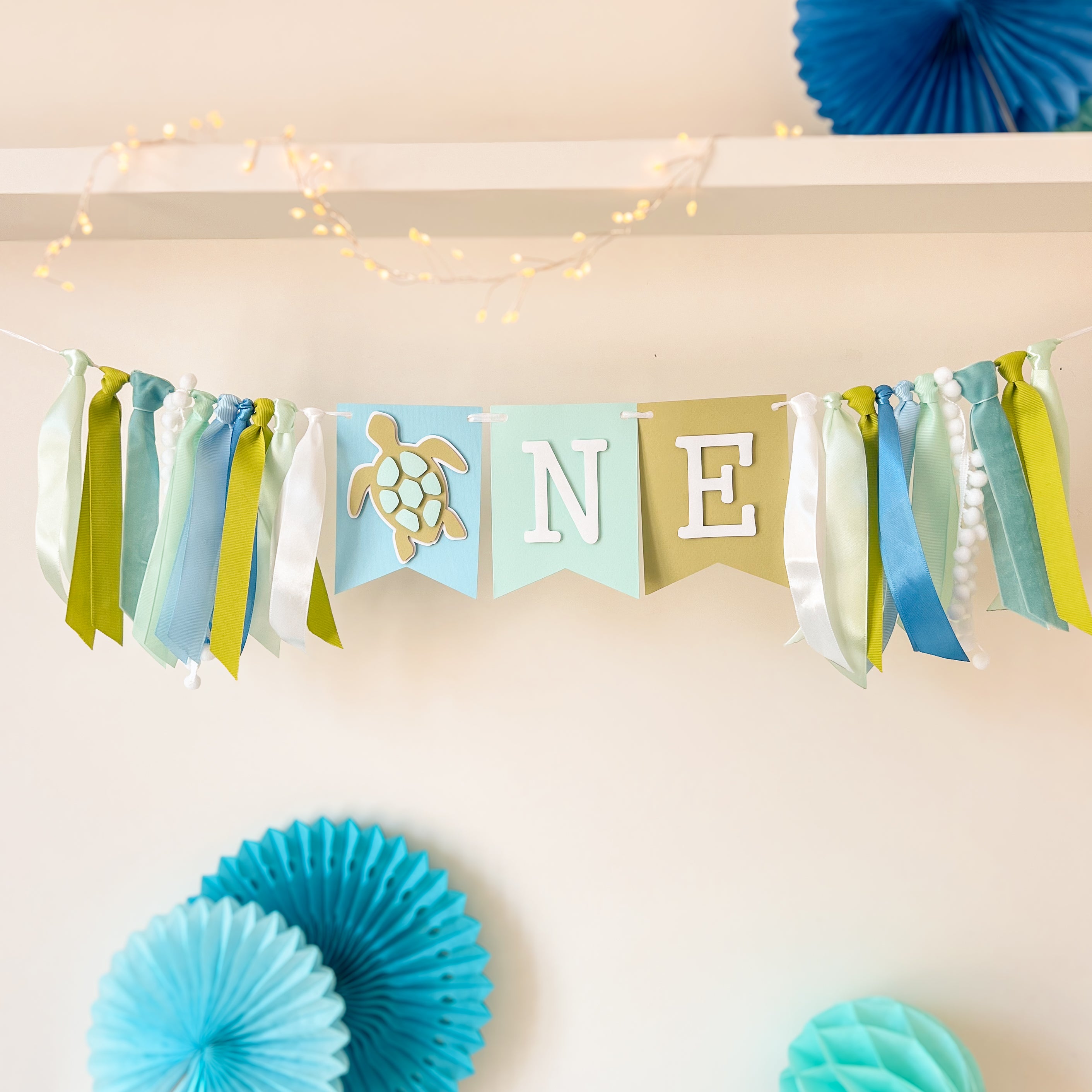 Turtle Birthday Highchair Banner Turtle 2nd Birthday Party