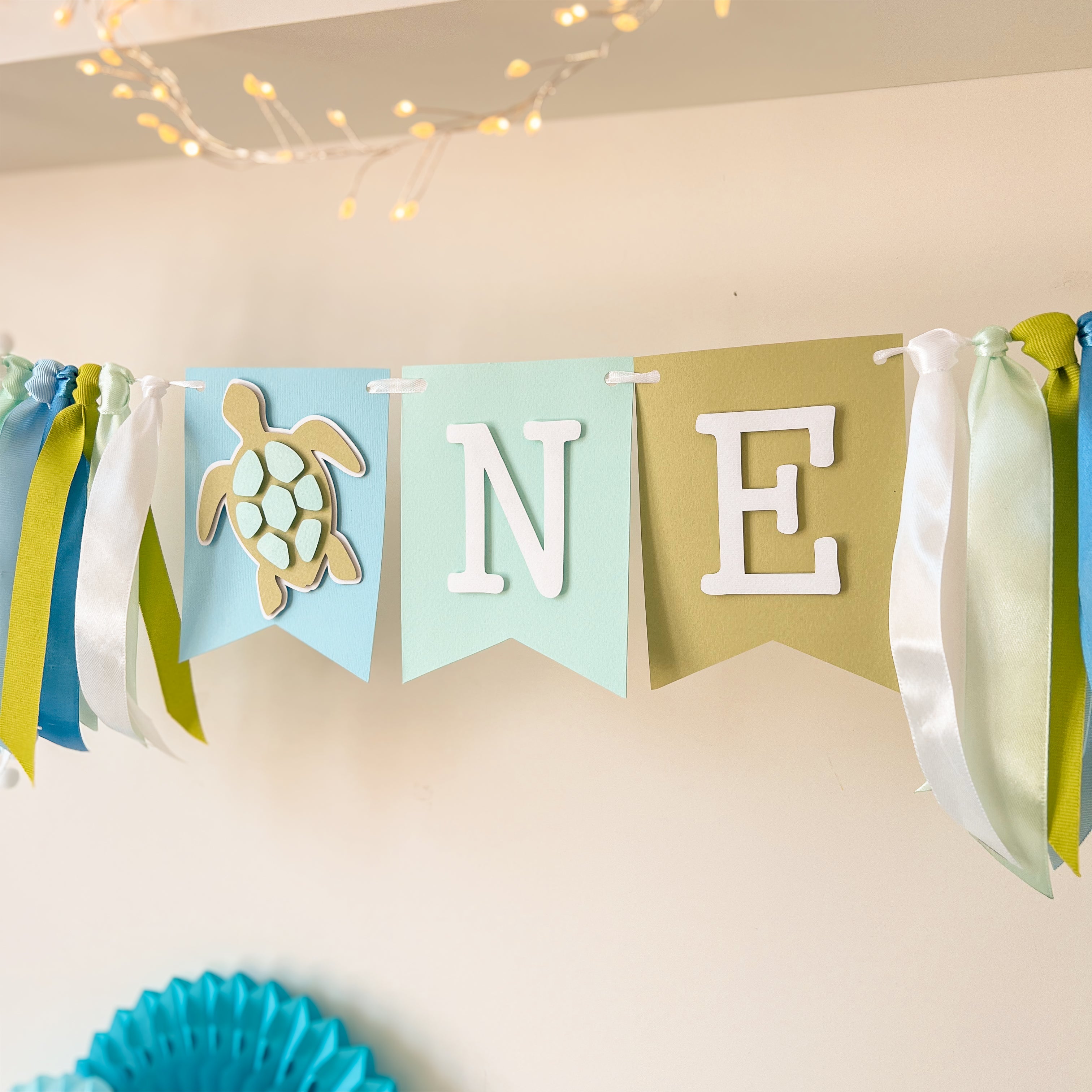 Turtle Birthday Highchair Banner Turtle 2nd Birthday Party