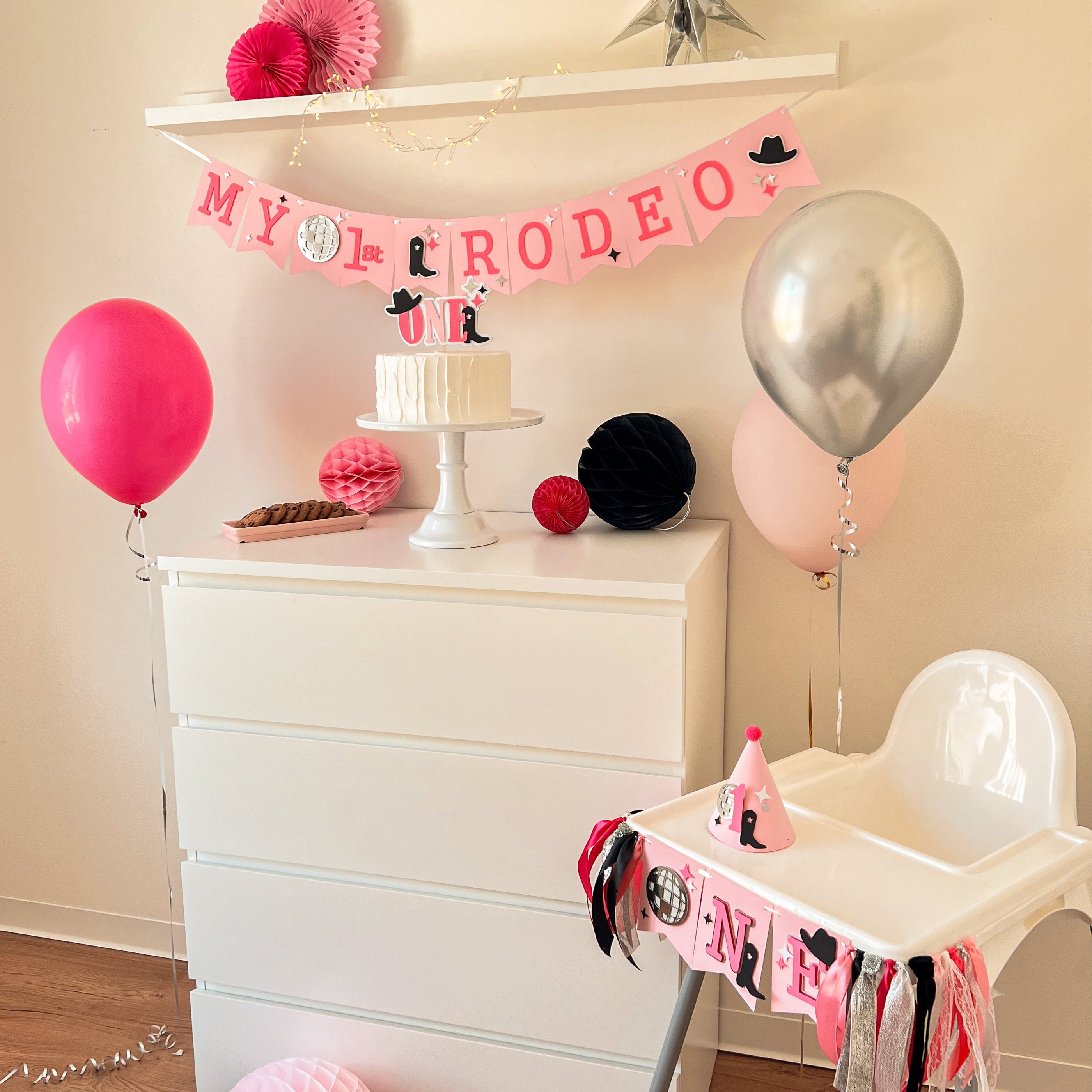 Girl Cowboy Birthday Happy Bithday Banner Cowboy Pink Rodeo Birthday Banner Cowboy 1st Birthday Banner My First Rodeo Wild West Party Cowboy themed and My 1st Rodeo Party